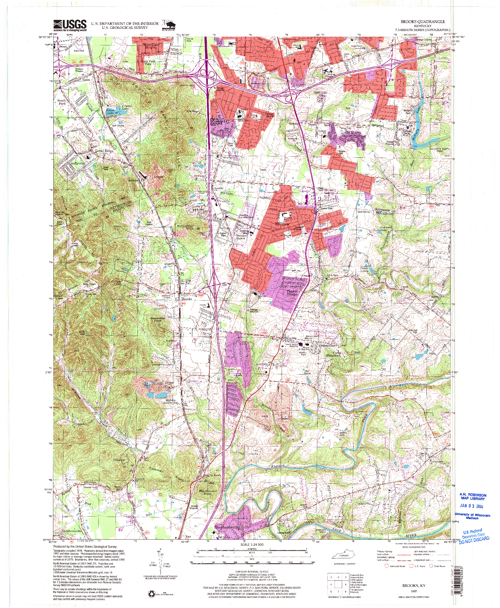 USGS 1:24000-SCALE QUADRANGLE FOR BROOKS, KY 1997