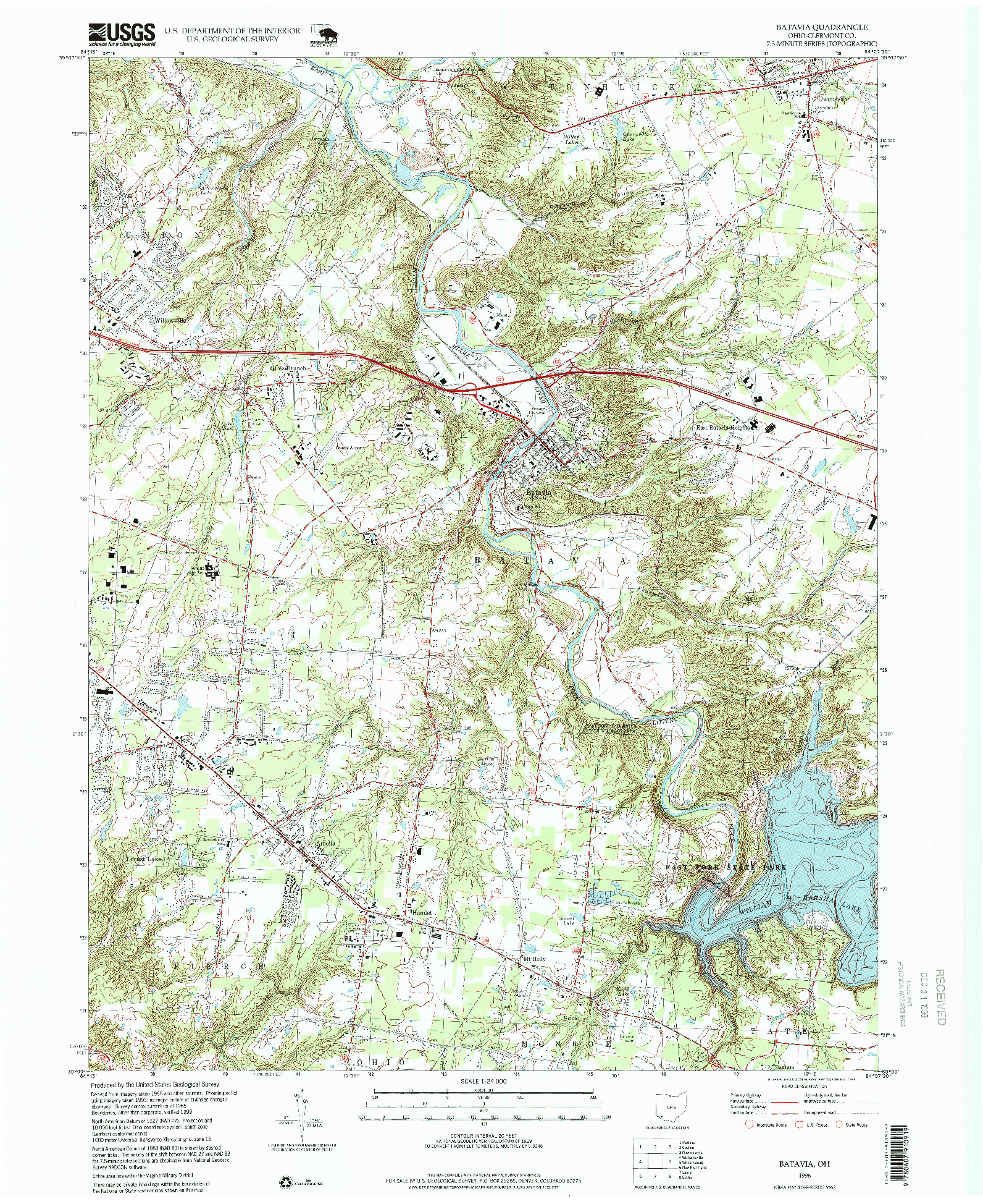 USGS 1:24000-SCALE QUADRANGLE FOR BATAVIA, OH 1996