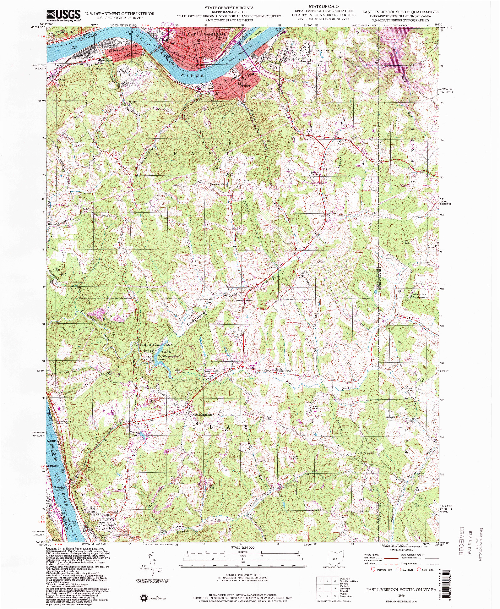 USGS 1:24000-SCALE QUADRANGLE FOR EAST LIVERPOOL SOUTH, OH 1996