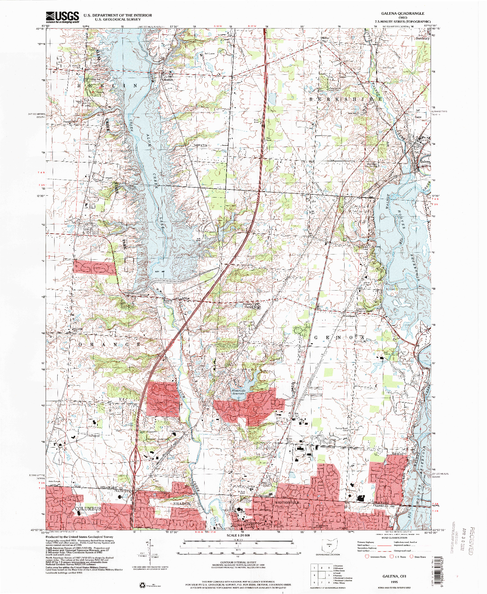 USGS 1:24000-SCALE QUADRANGLE FOR GALENA, OH 1995