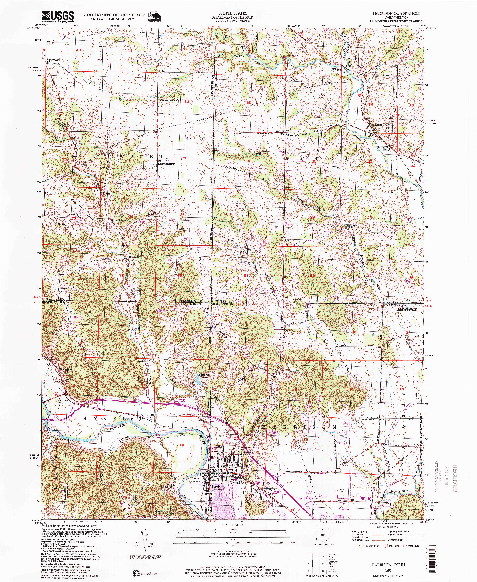 USGS 1:24000-SCALE QUADRANGLE FOR HARRISON, OH 1996