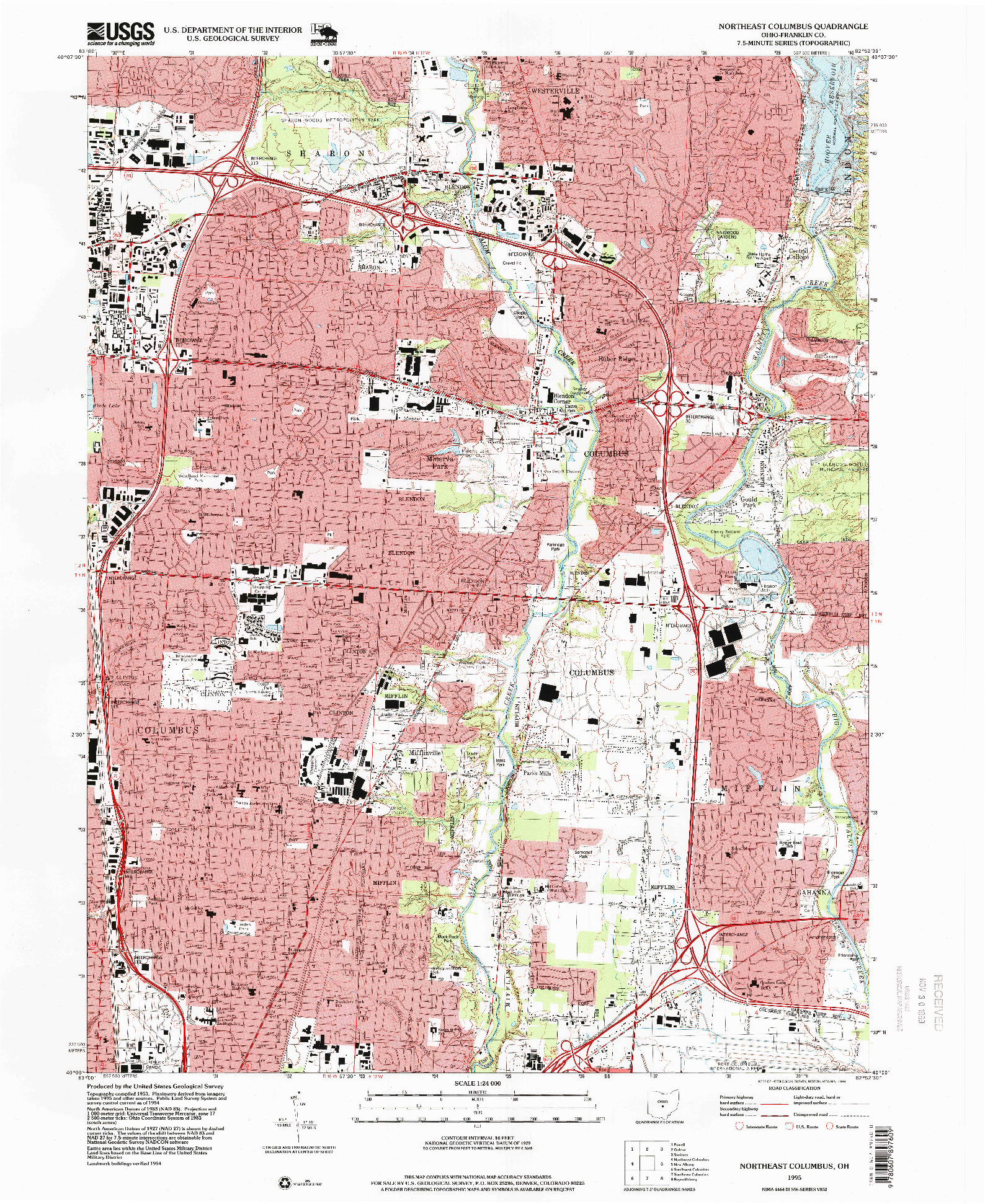 USGS 1:24000-SCALE QUADRANGLE FOR NORTHEAST COLUMBUS, OH 1995