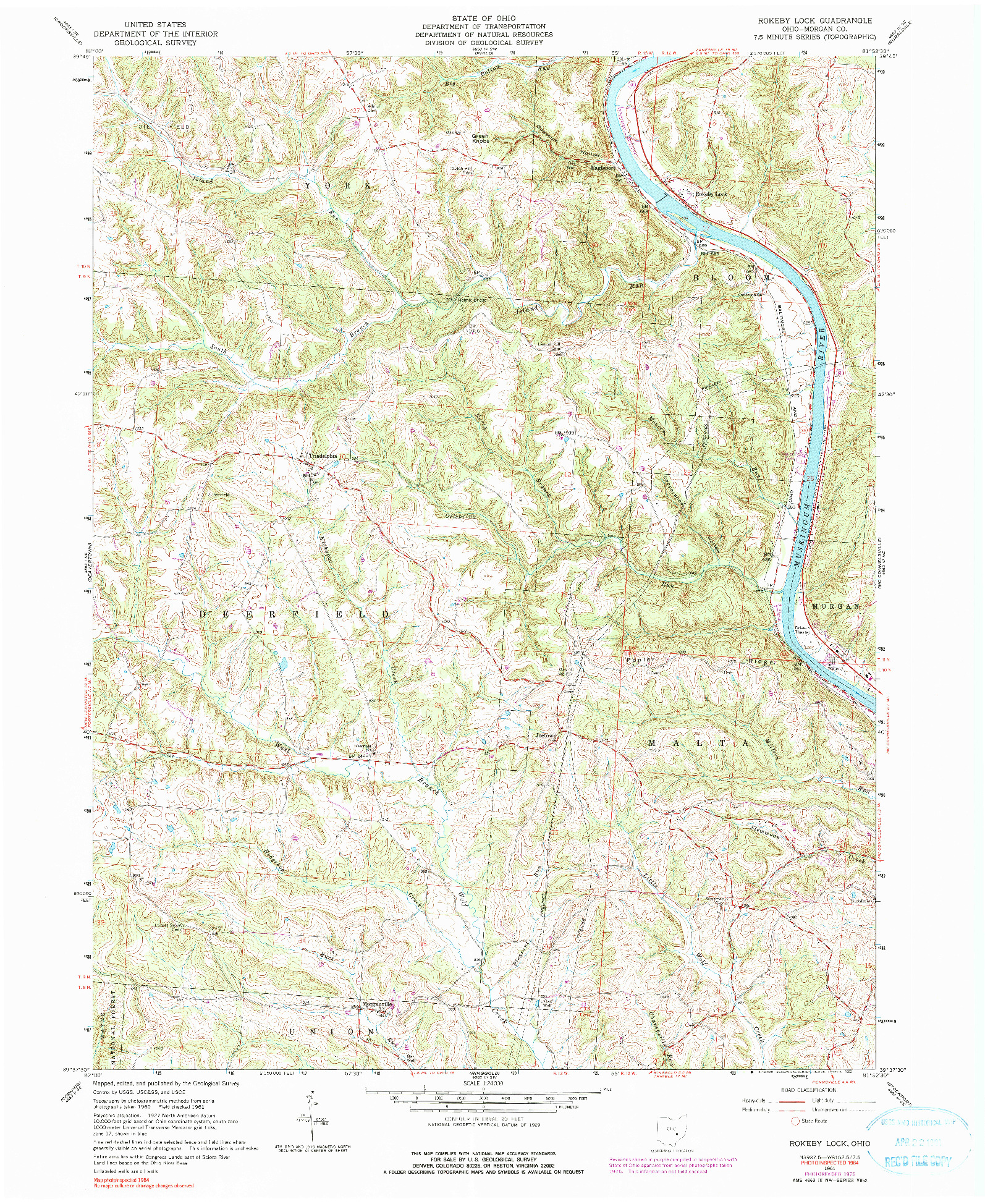 USGS 1:24000-SCALE QUADRANGLE FOR ROKEBY LOCK, OH 1961