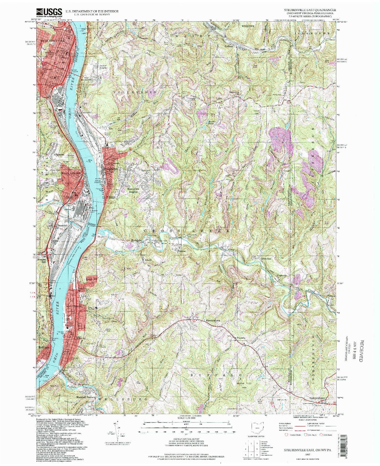 USGS 1:24000-SCALE QUADRANGLE FOR STEUBENVILLE EAST, OH 1997