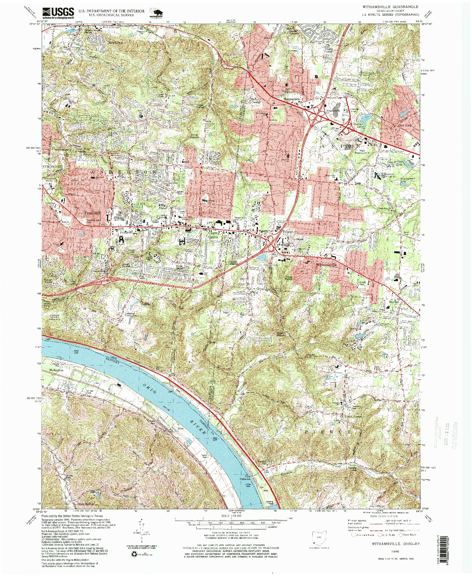 USGS 1:24000-SCALE QUADRANGLE FOR WITHAMSVILE, OH 1996