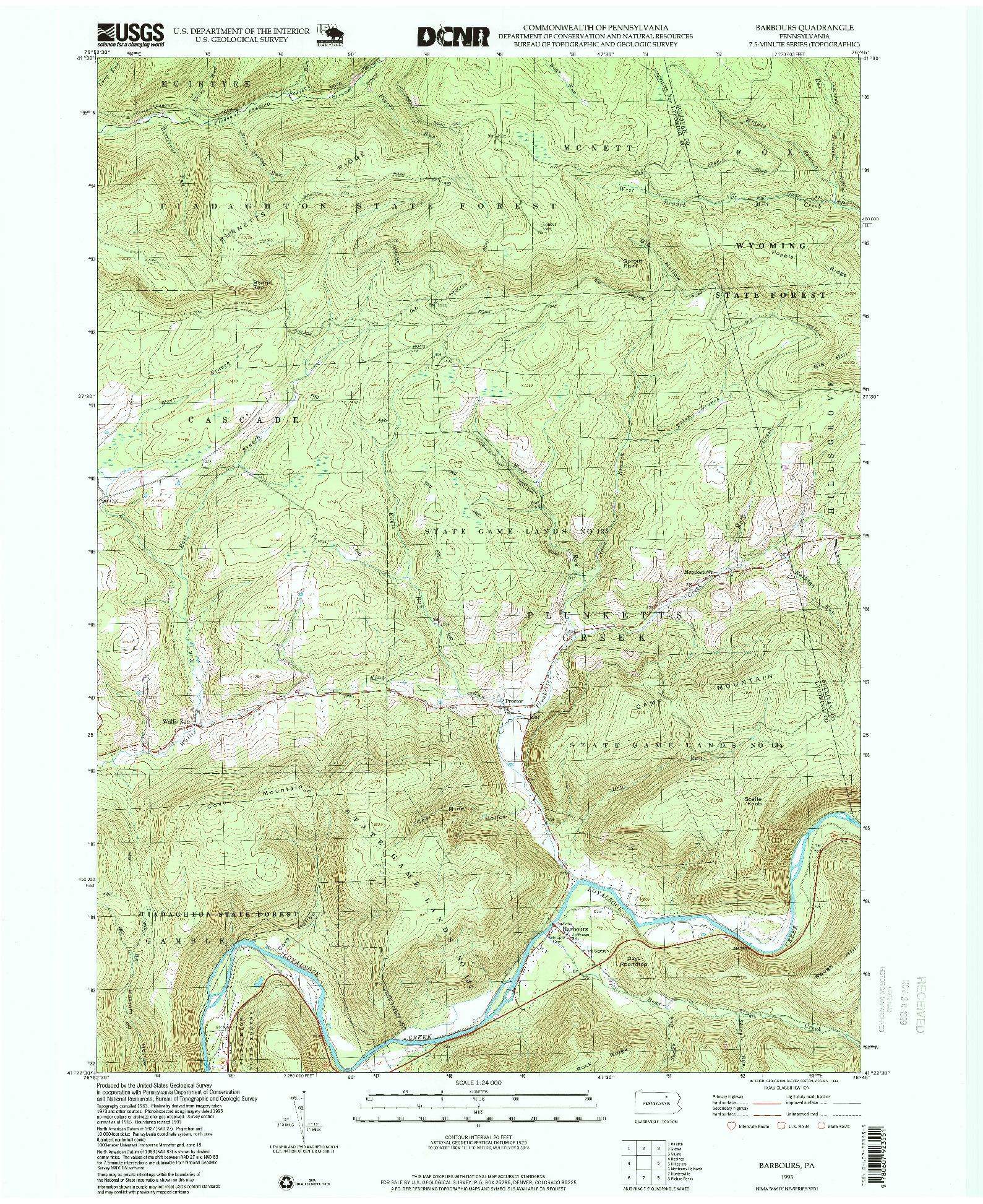 USGS 1:24000-SCALE QUADRANGLE FOR BARBOURS, PA 1995