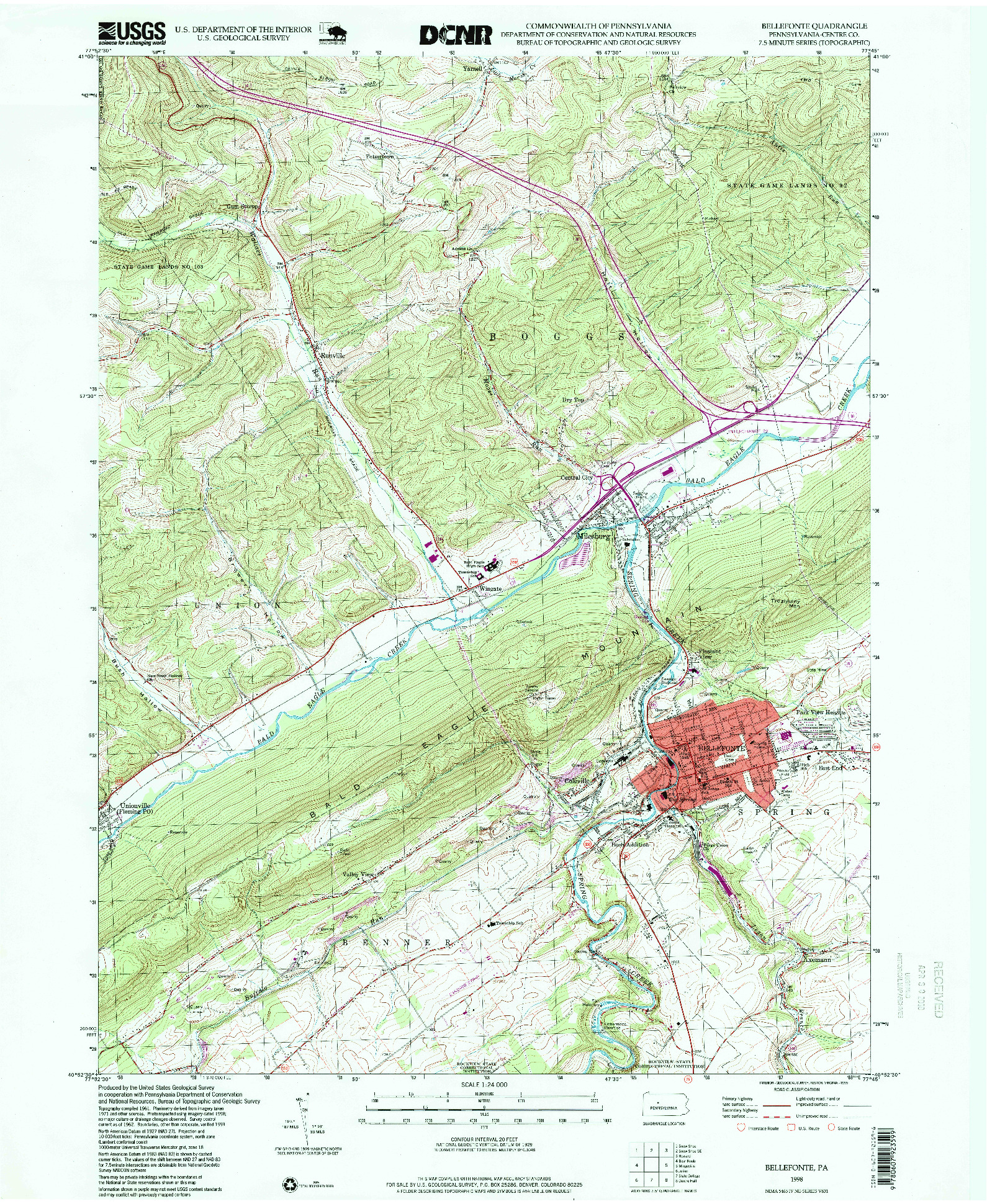 USGS 1:24000-SCALE QUADRANGLE FOR BELLEFONTE, PA 1998