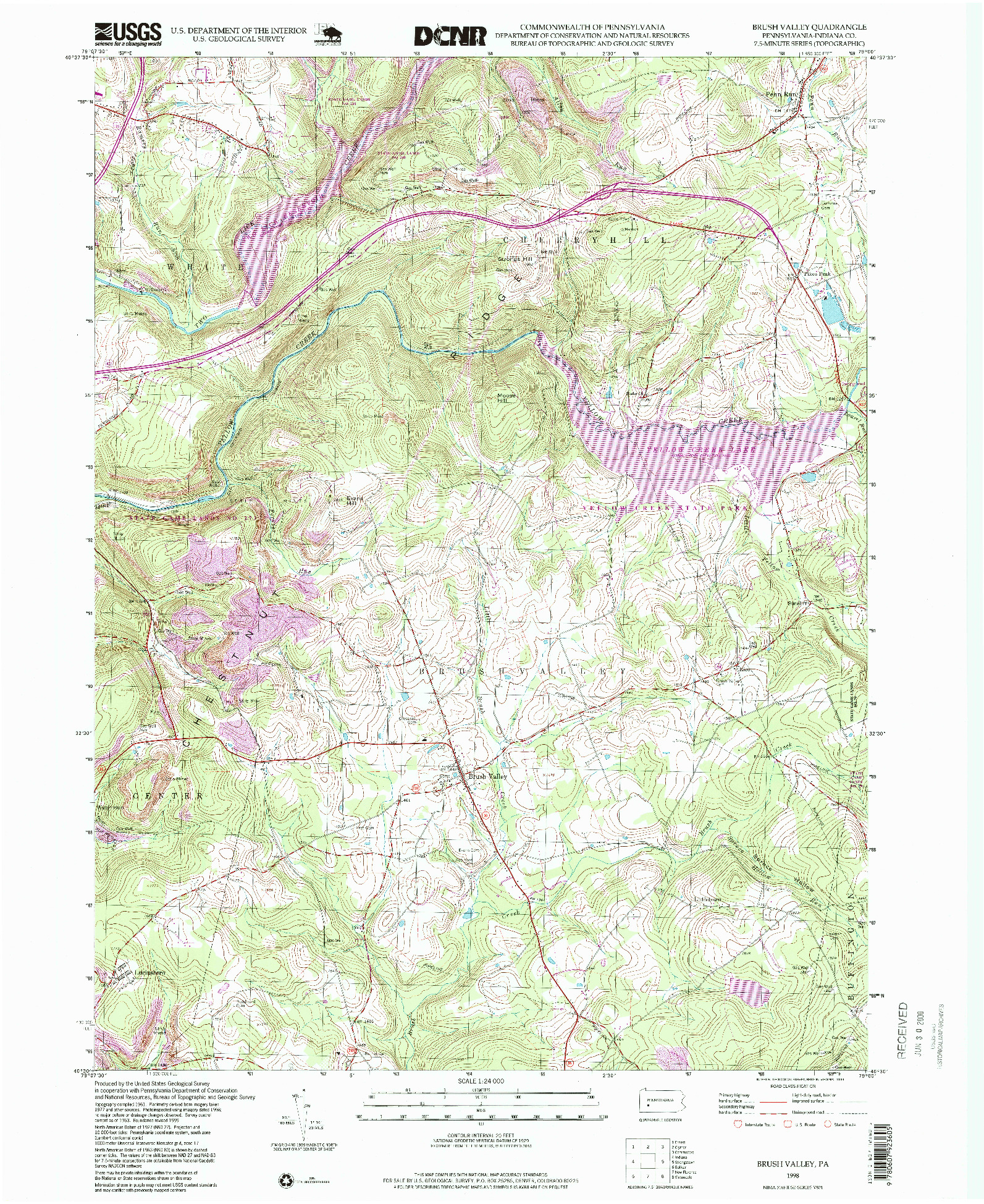 USGS 1:24000-SCALE QUADRANGLE FOR BRUSH VALLEY, PA 1998