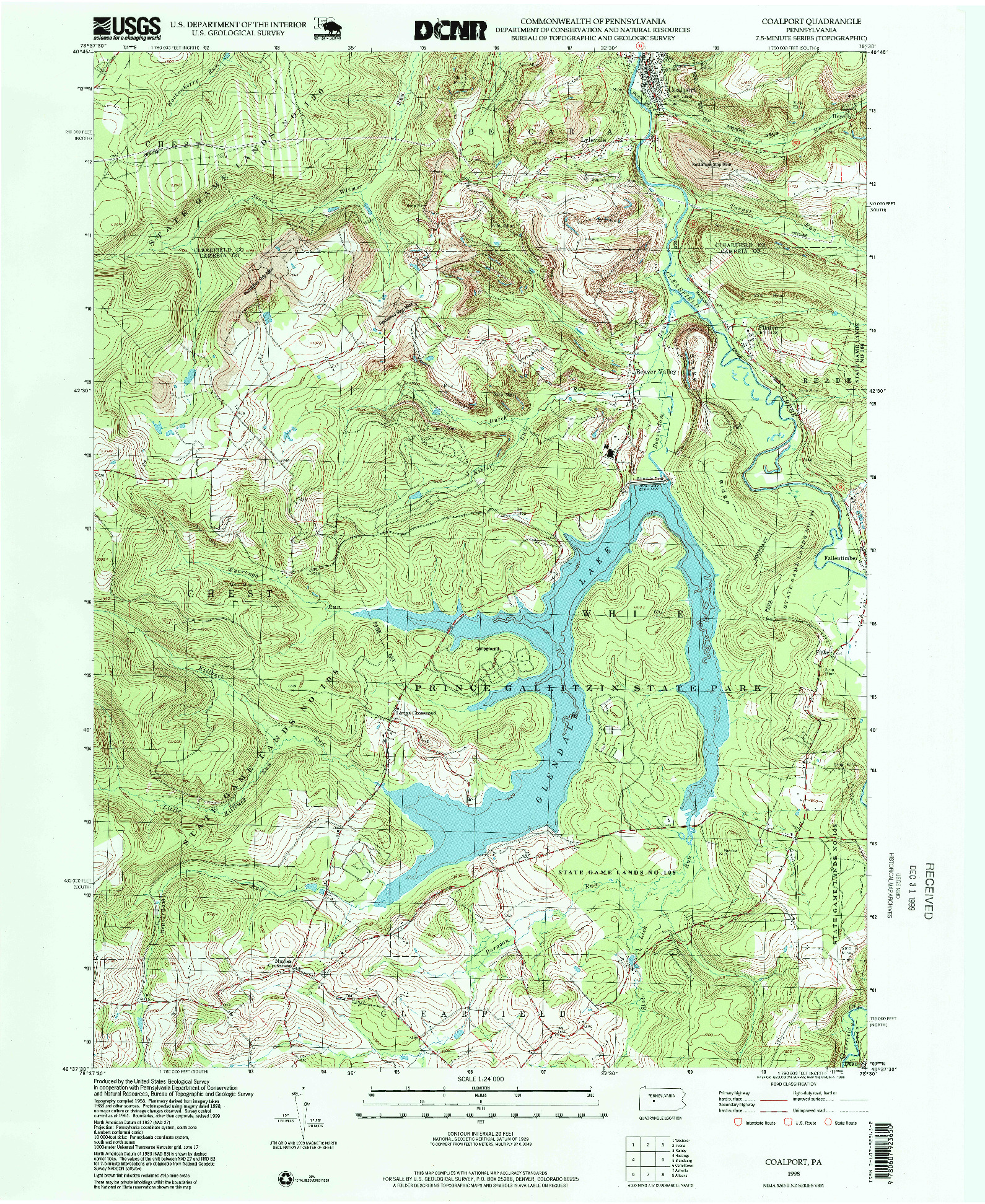 USGS 1:24000-SCALE QUADRANGLE FOR COALPORT, PA 1998