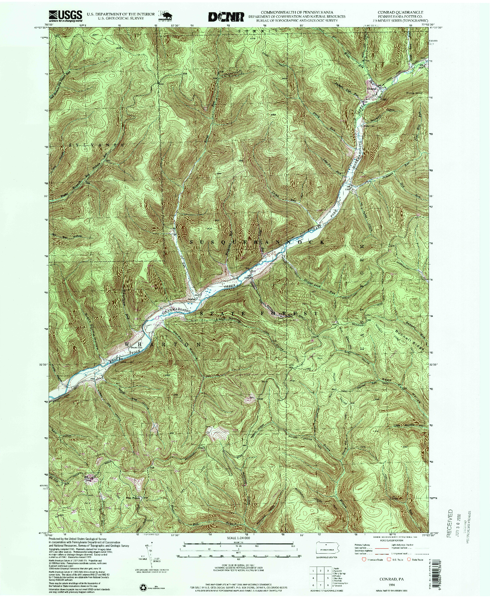 USGS 1:24000-SCALE QUADRANGLE FOR CONRAD, PA 1994