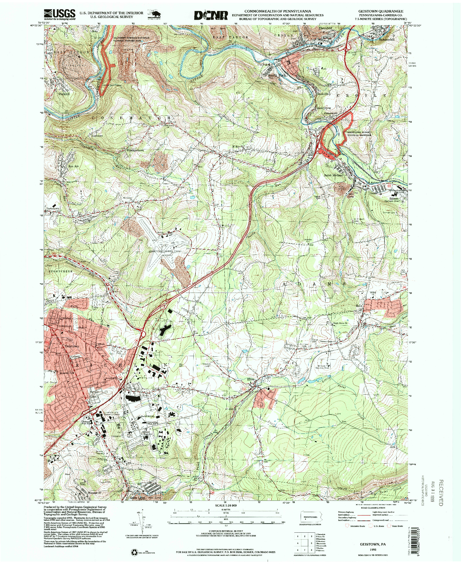USGS 1:24000-SCALE QUADRANGLE FOR GEISTOWN, PA 1993