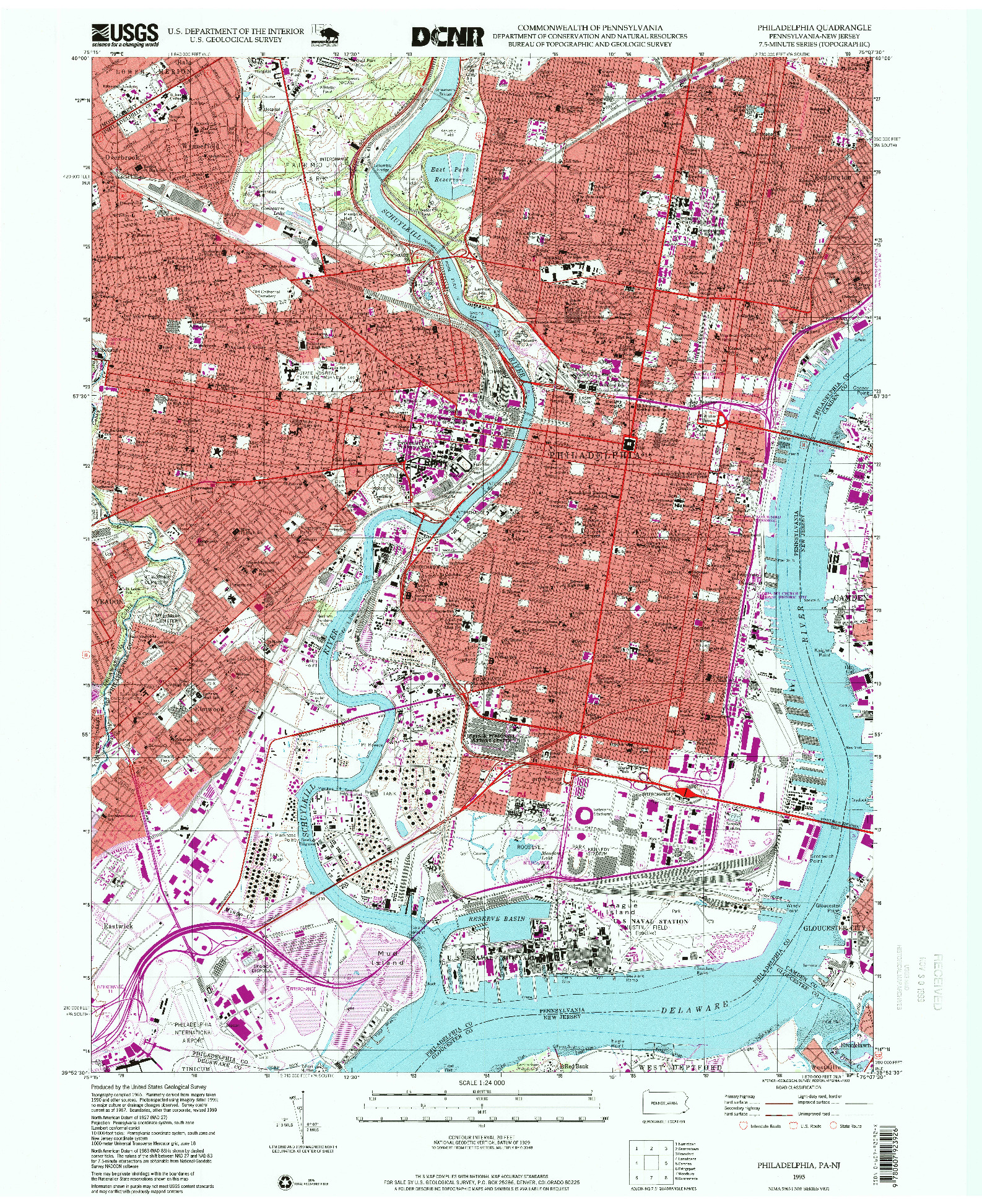 USGS 1:24000-SCALE QUADRANGLE FOR PHILADELPHIA, PA 1995