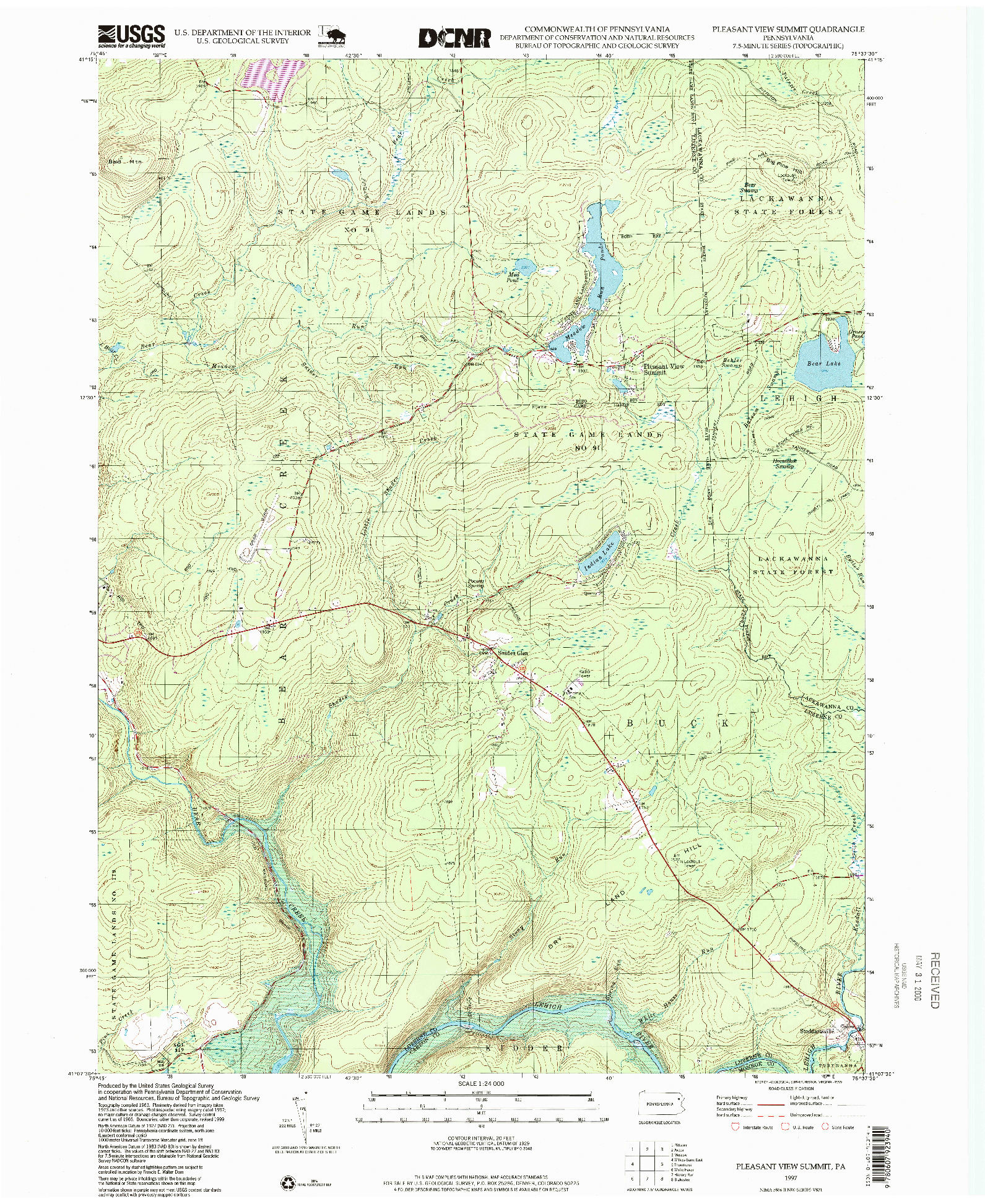 USGS 1:24000-SCALE QUADRANGLE FOR PLEASANT VIEW SUMMIT, PA 1997