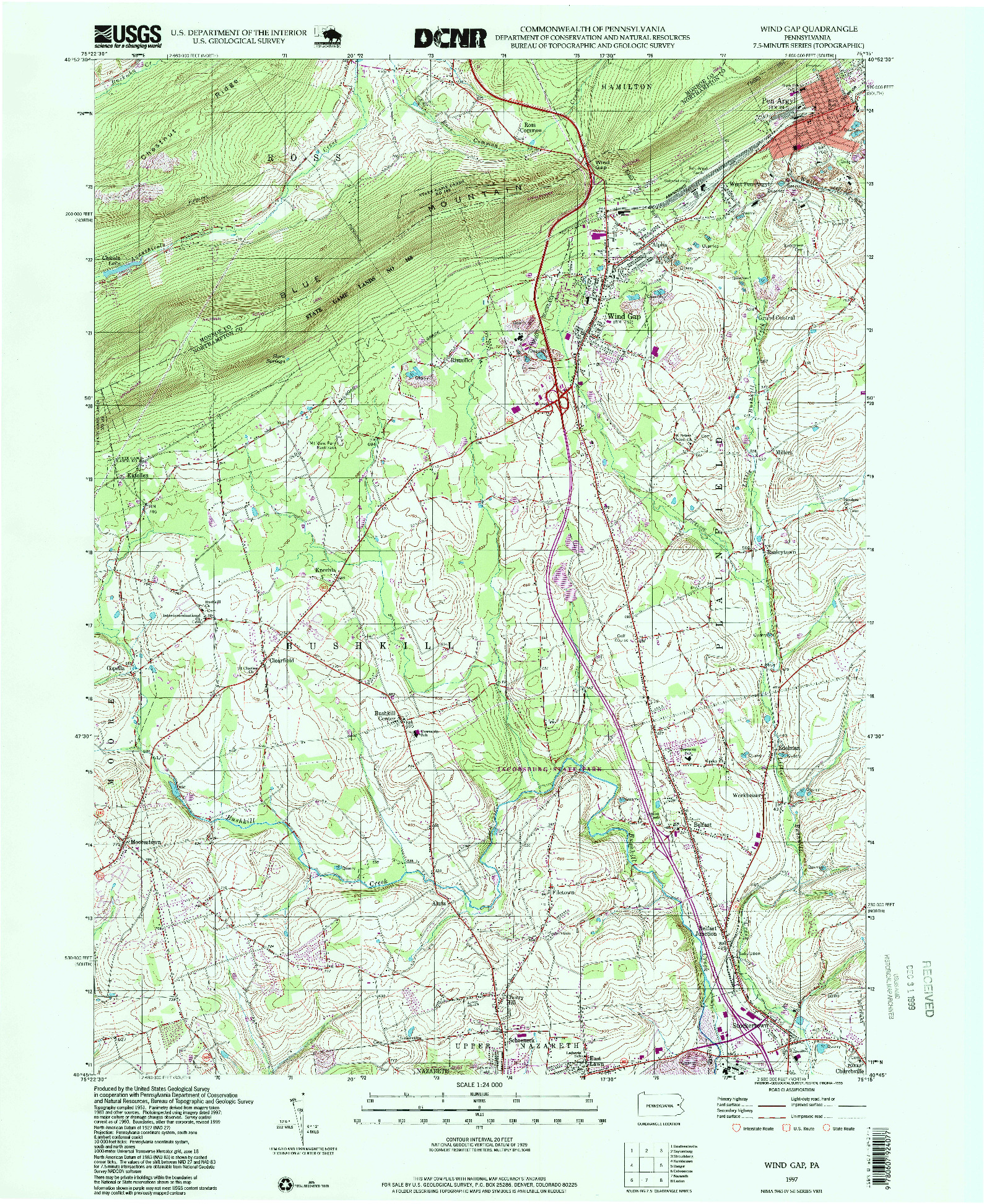 USGS 1:24000-SCALE QUADRANGLE FOR WIND GAP, PA 1997