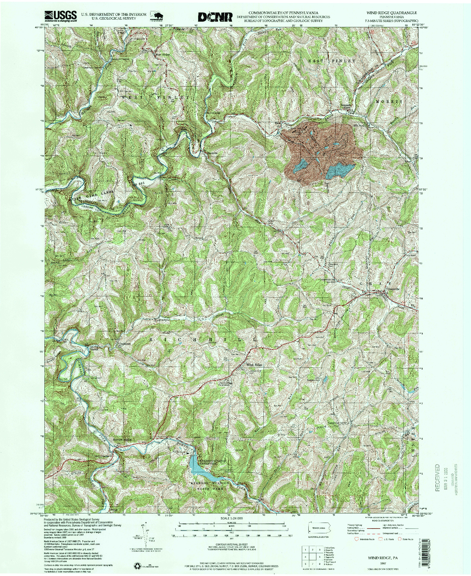 USGS 1:24000-SCALE QUADRANGLE FOR WIND RIDGE, PA 1997