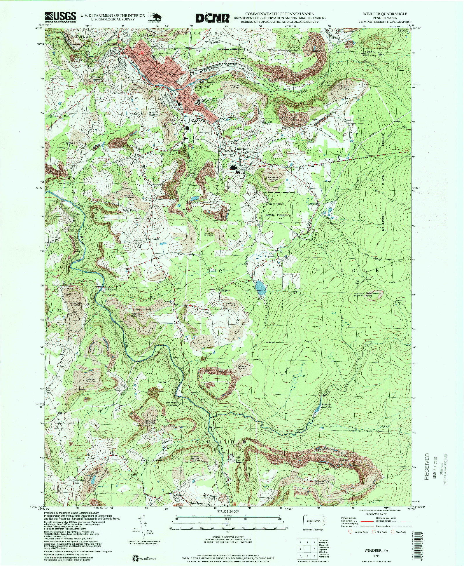 USGS 1:24000-SCALE QUADRANGLE FOR WINDBER, PA 1998