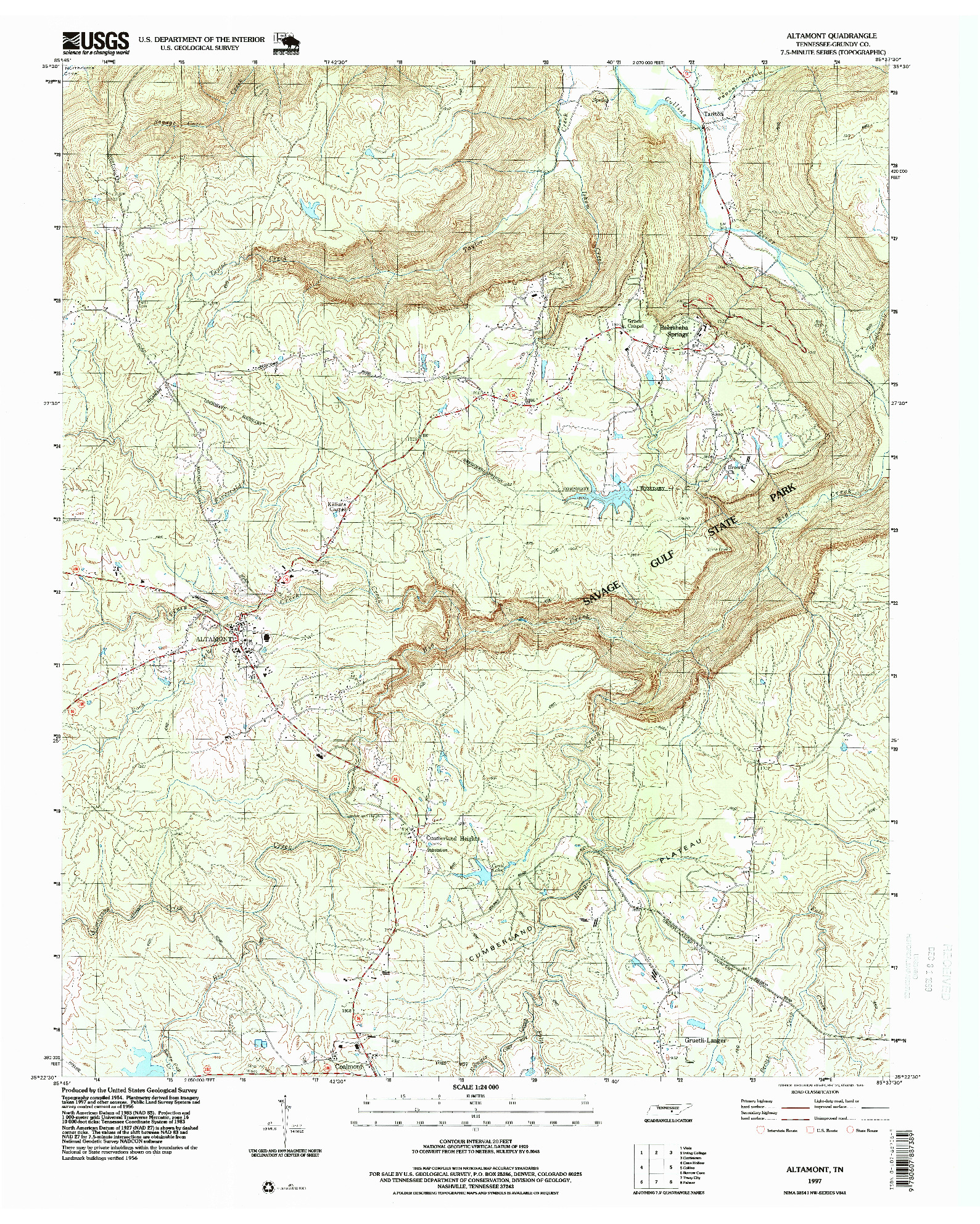 USGS 1:24000-SCALE QUADRANGLE FOR ALTAMONT, TN 1997