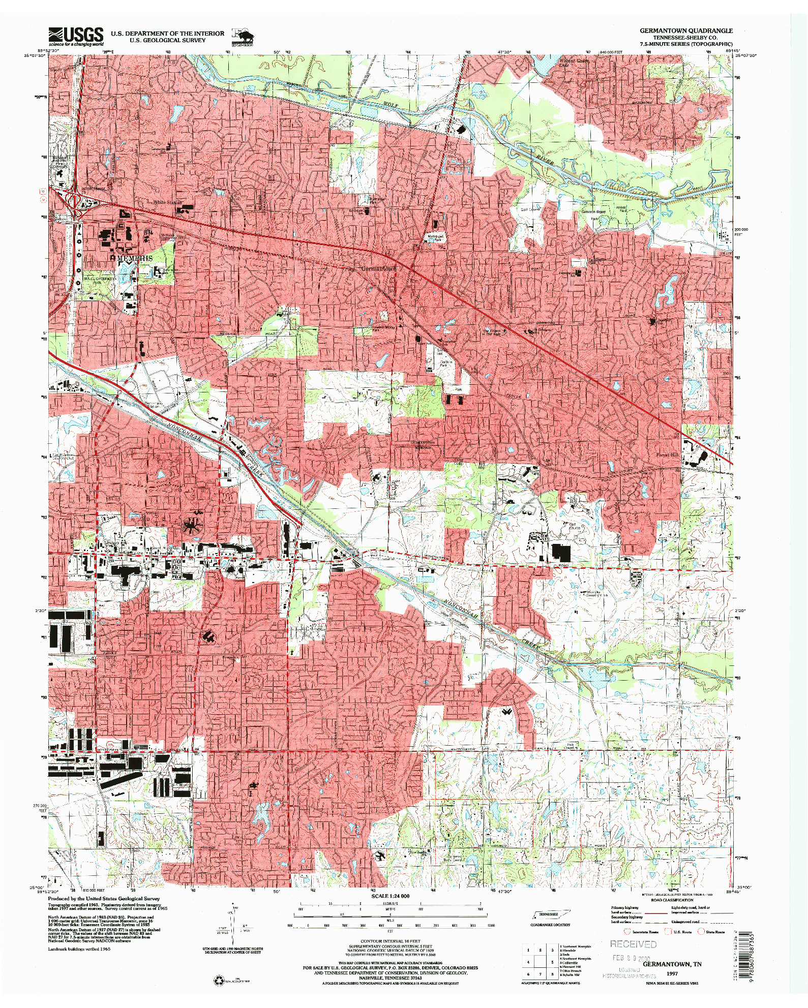 USGS 1:24000-SCALE QUADRANGLE FOR GERMANTOWN, TN 1997