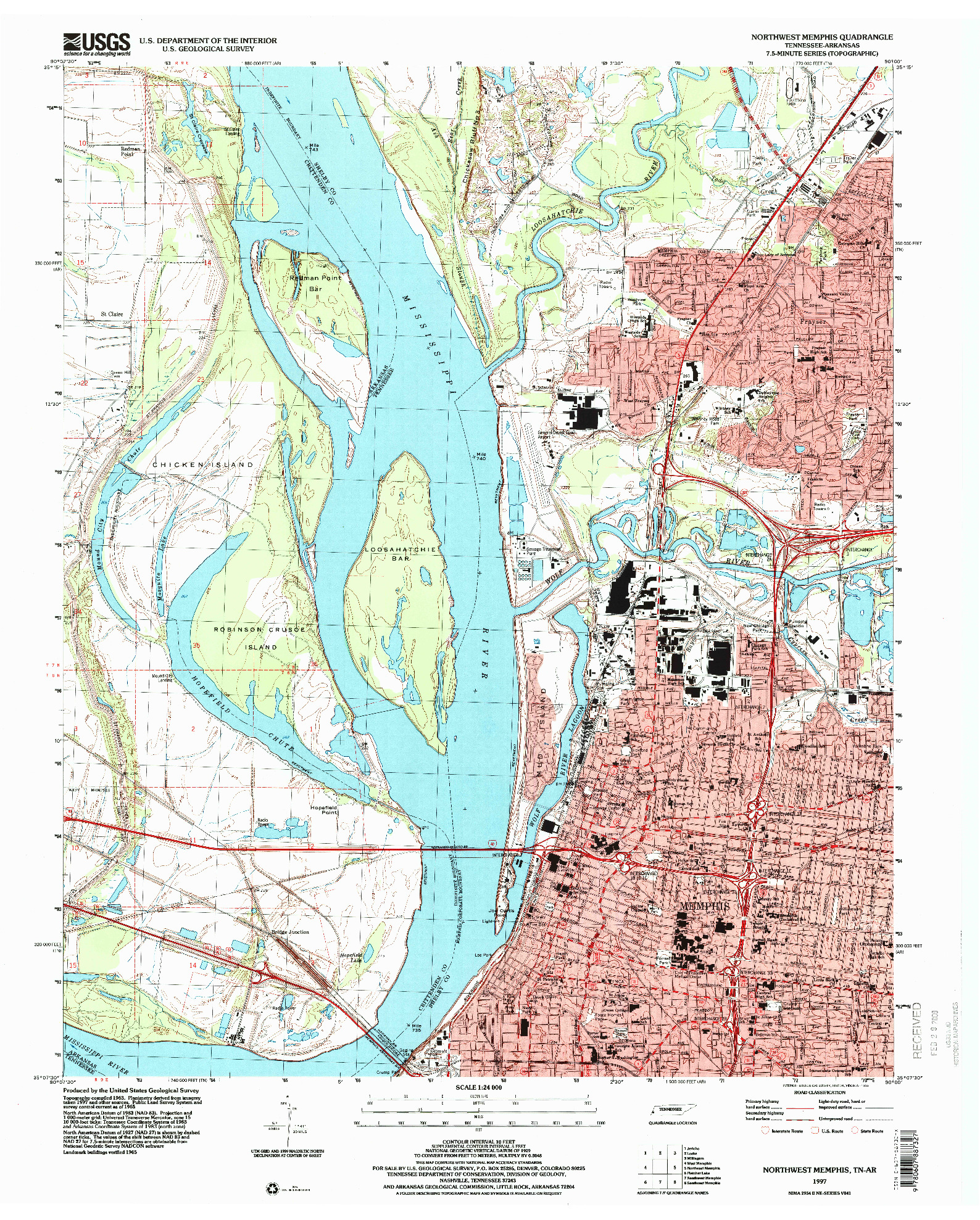 USGS 1:24000-SCALE QUADRANGLE FOR NORTHWEST MEMPHIS, TN 1997