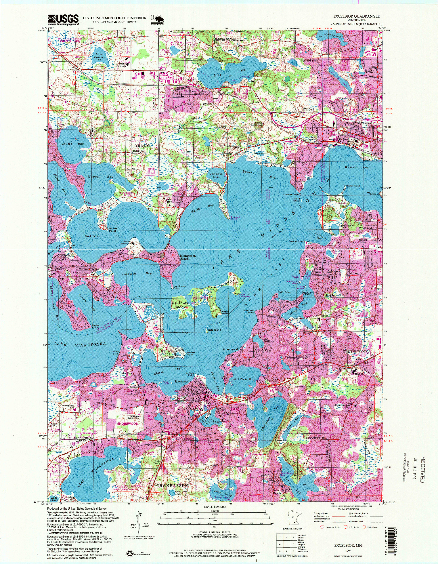 USGS 1:24000-SCALE QUADRANGLE FOR EXCELSIOR, MN 1997