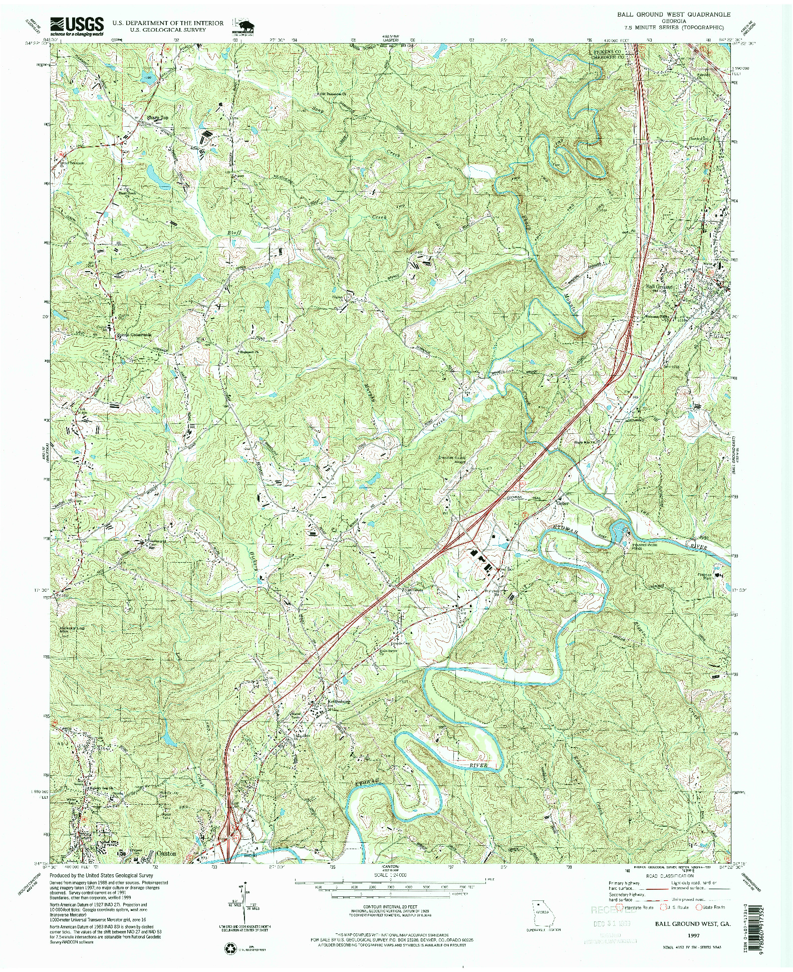 USGS 1:24000-SCALE QUADRANGLE FOR BALL GROUND WEST, GA 1997