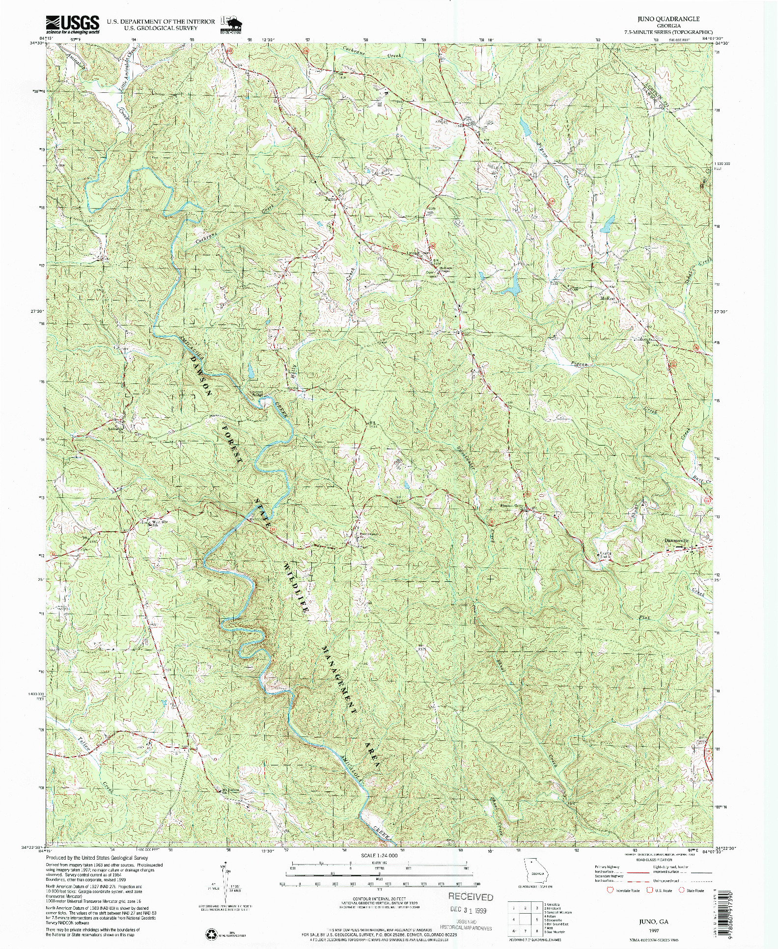 USGS 1:24000-SCALE QUADRANGLE FOR JUNO, GA 1997