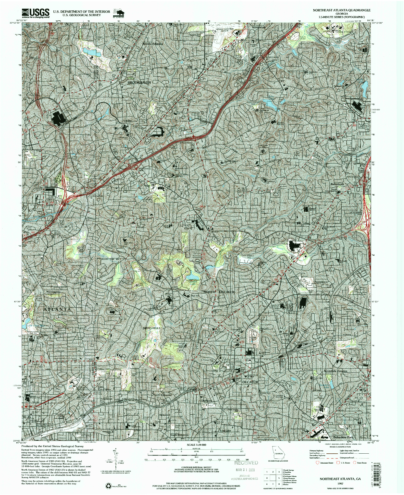 USGS 1:24000-SCALE QUADRANGLE FOR NORTHEAST ATLANTA, GA 1997