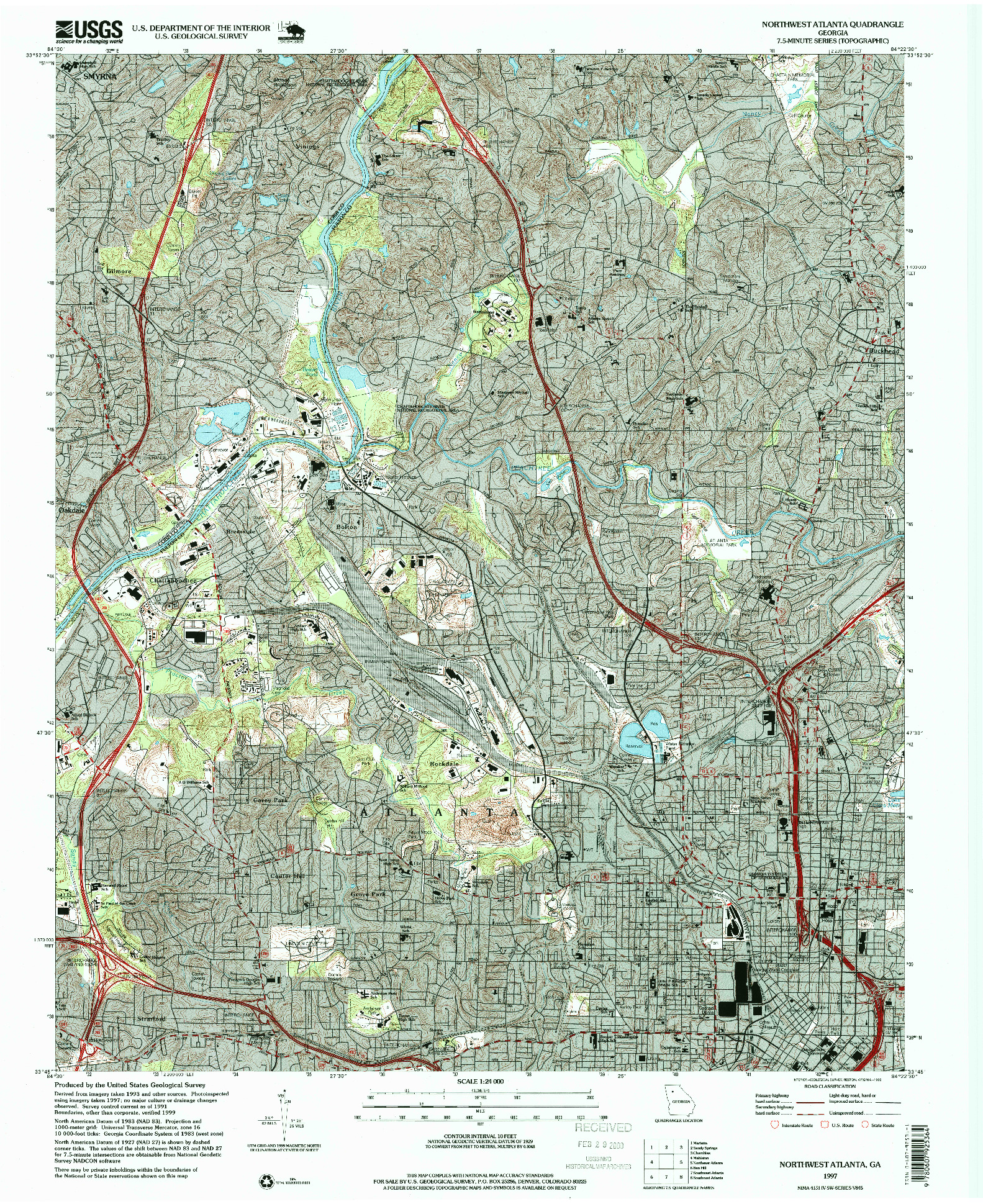 USGS 1:24000-SCALE QUADRANGLE FOR NORTHWEST ATLANTA, GA 1997