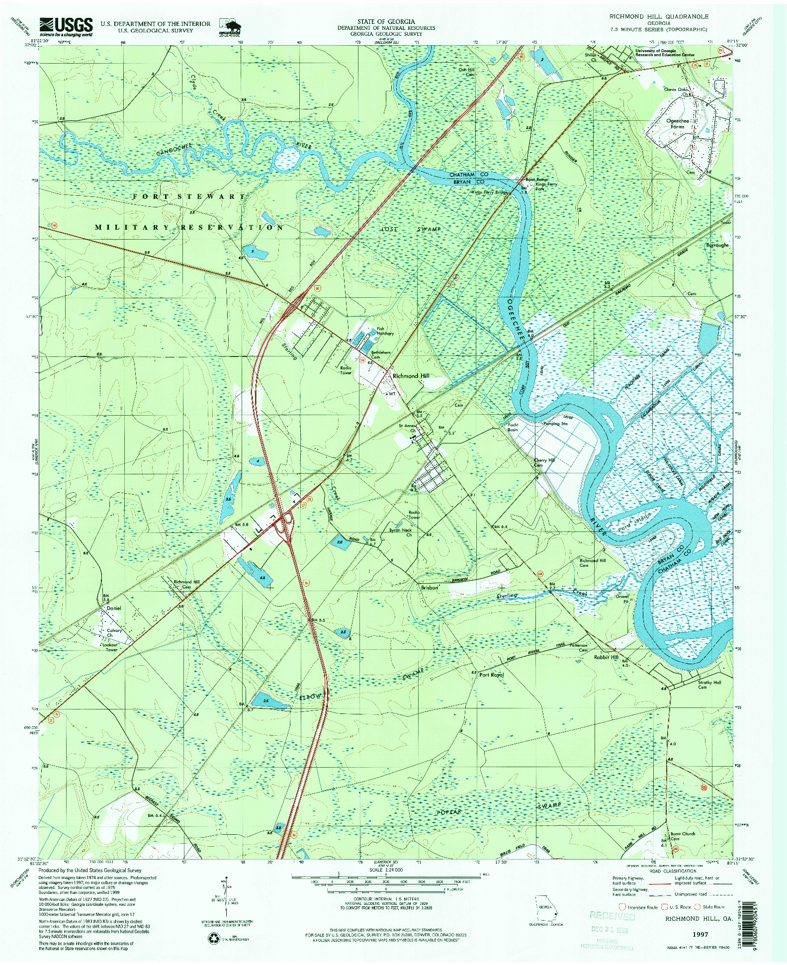 USGS 1:24000-SCALE QUADRANGLE FOR RICHMOND HILL, GA 1997