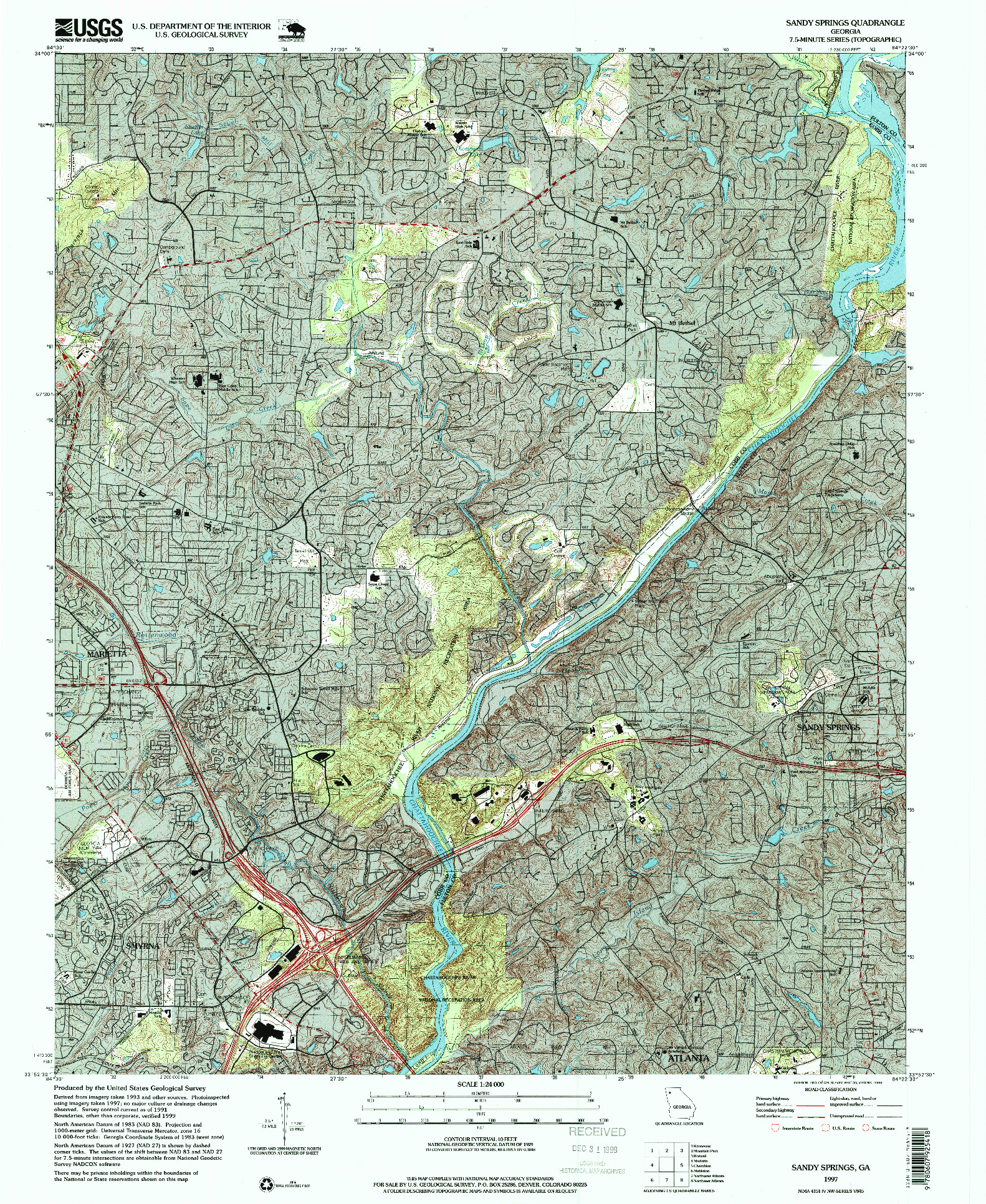 USGS 1:24000-SCALE QUADRANGLE FOR SANDY SPRINGS, GA 1997