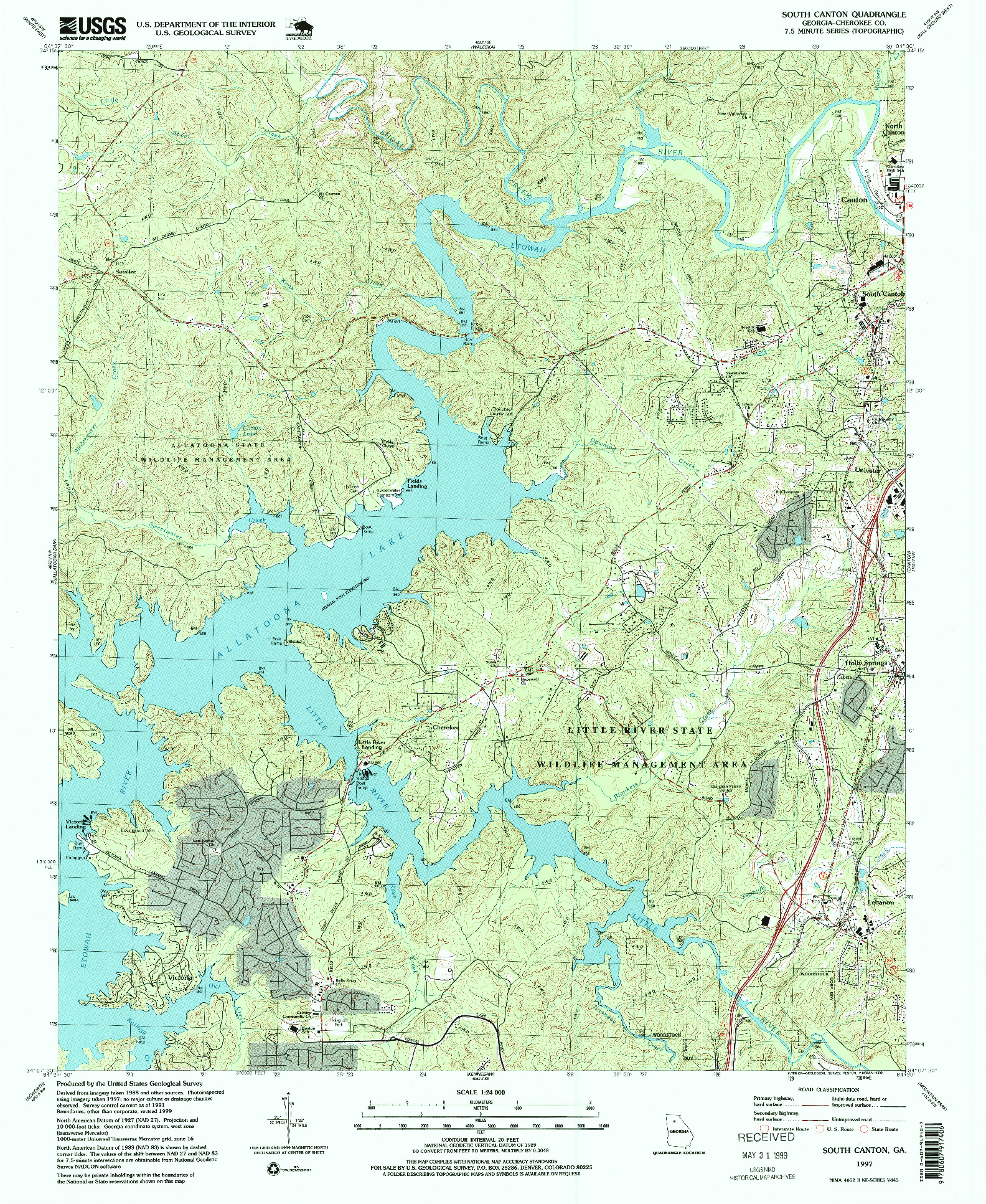USGS 1:24000-SCALE QUADRANGLE FOR SOUTH CANTON, GA 1997