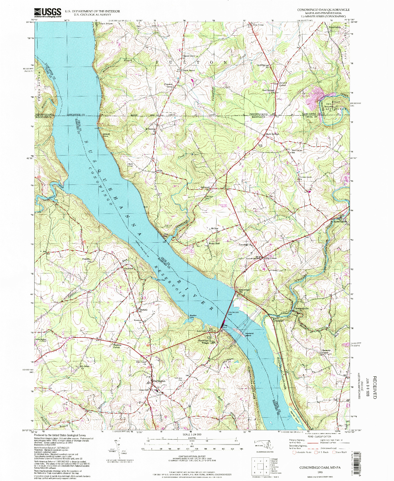 USGS 1:24000-SCALE QUADRANGLE FOR CONOWINGO DAM, MD 1995