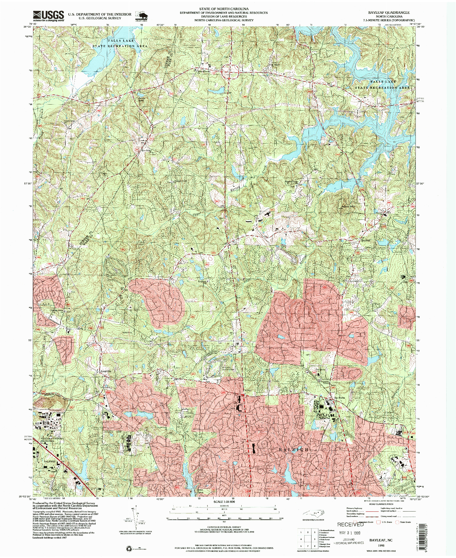 USGS 1:24000-SCALE QUADRANGLE FOR BAYLEAF, NC 1993