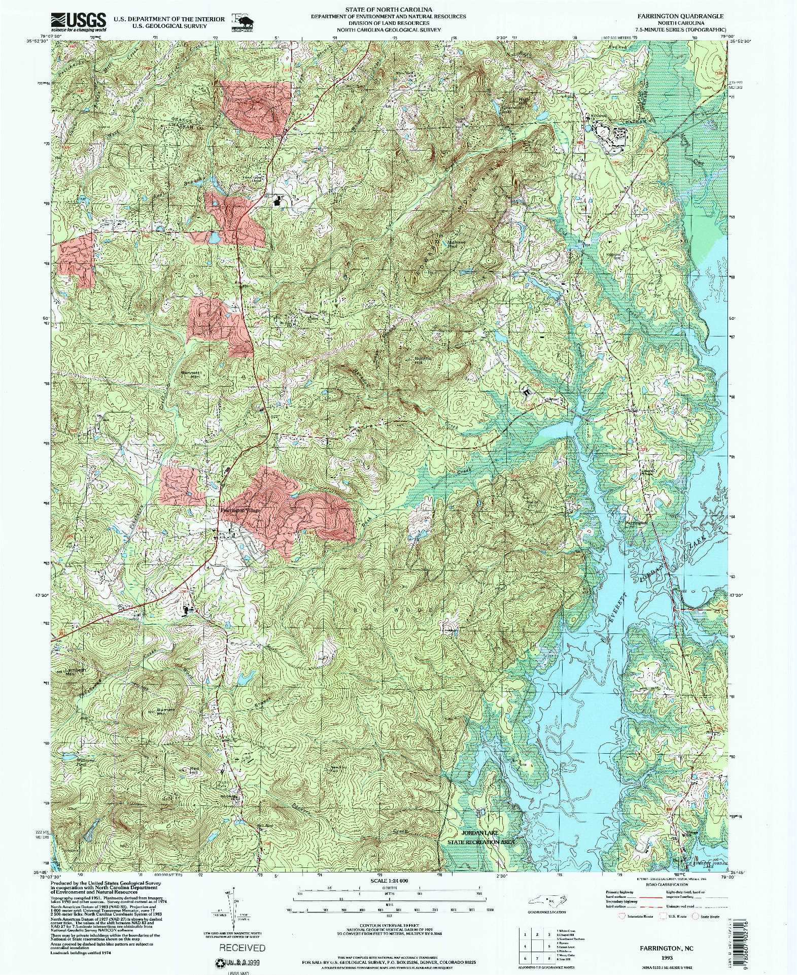 USGS 1:24000-SCALE QUADRANGLE FOR FARRINGTON, NC 1993