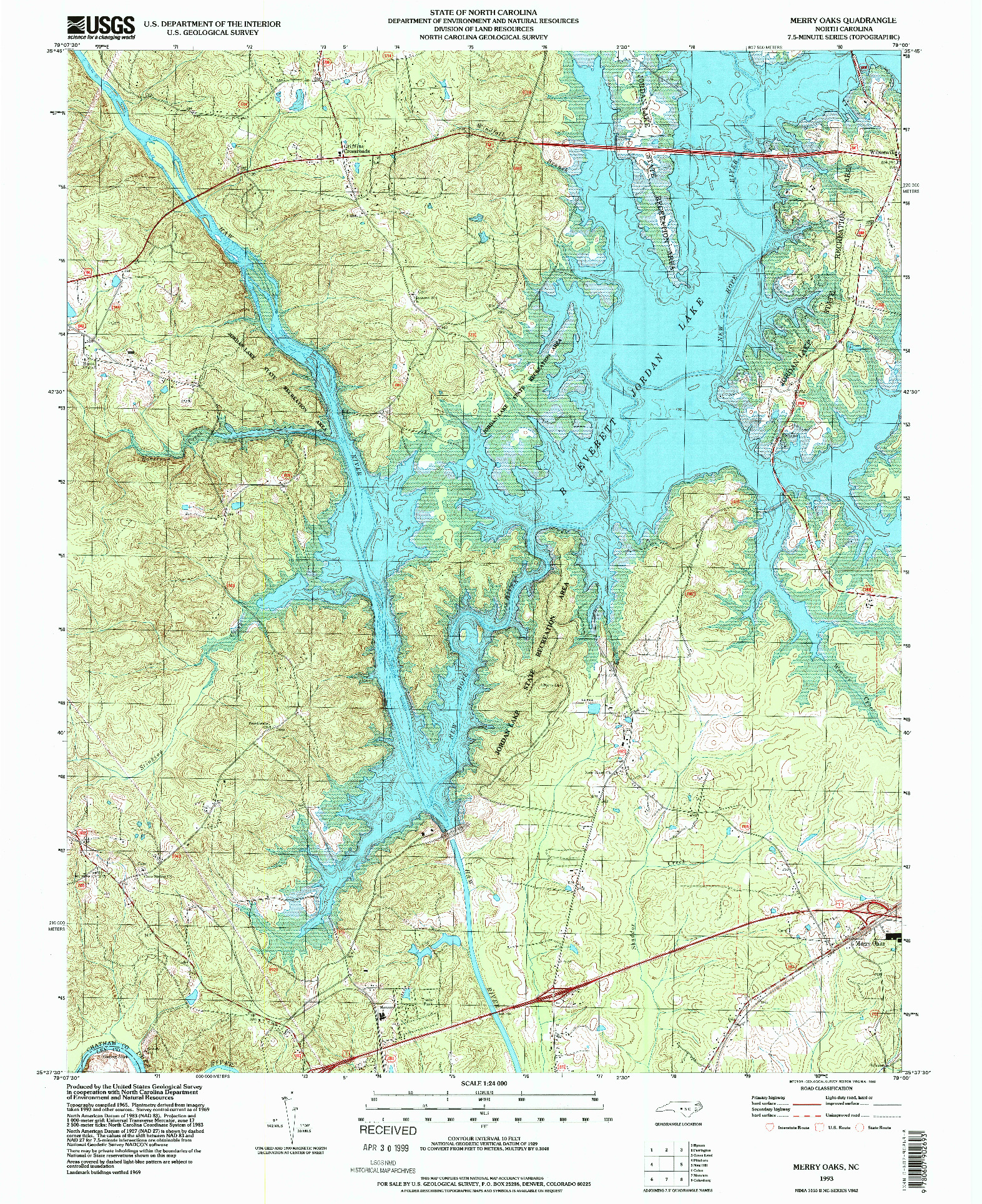 USGS 1:24000-SCALE QUADRANGLE FOR MERRY OAKS, NC 1993