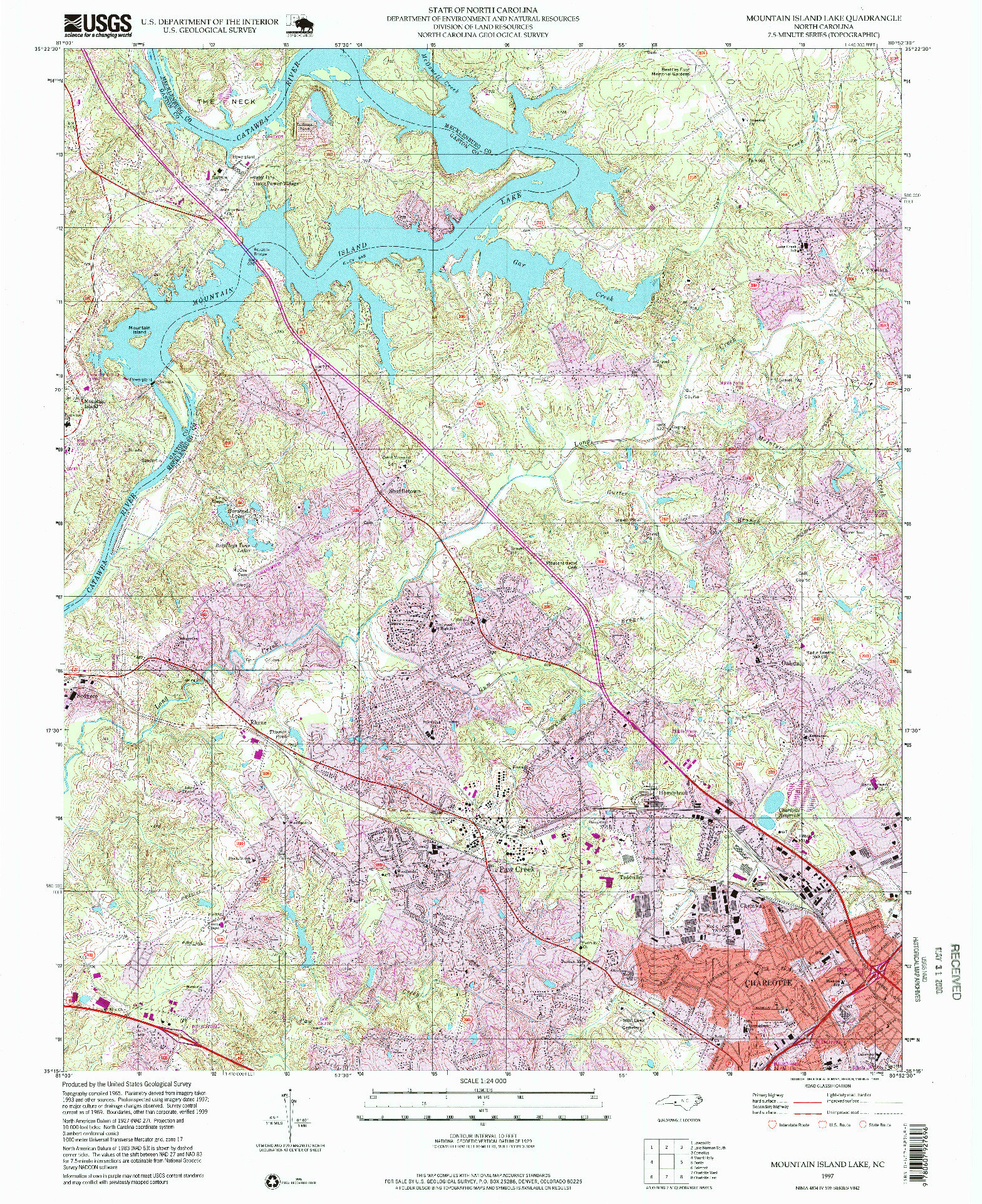 USGS 1:24000-SCALE QUADRANGLE FOR MOUNTAIN ISLAND LAKE, NC 1997