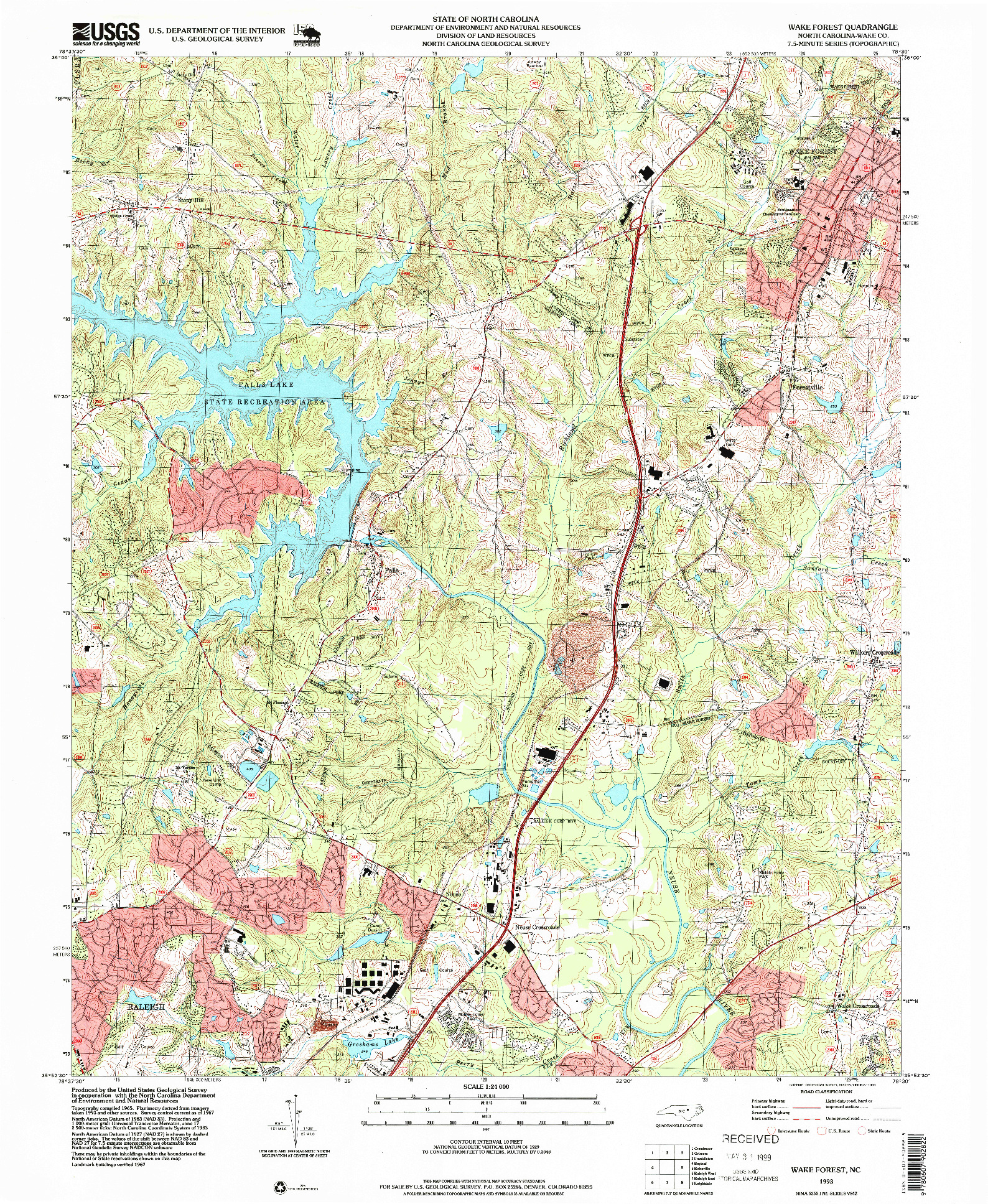 USGS 1:24000-SCALE QUADRANGLE FOR WAKE FOREST, NC 1993