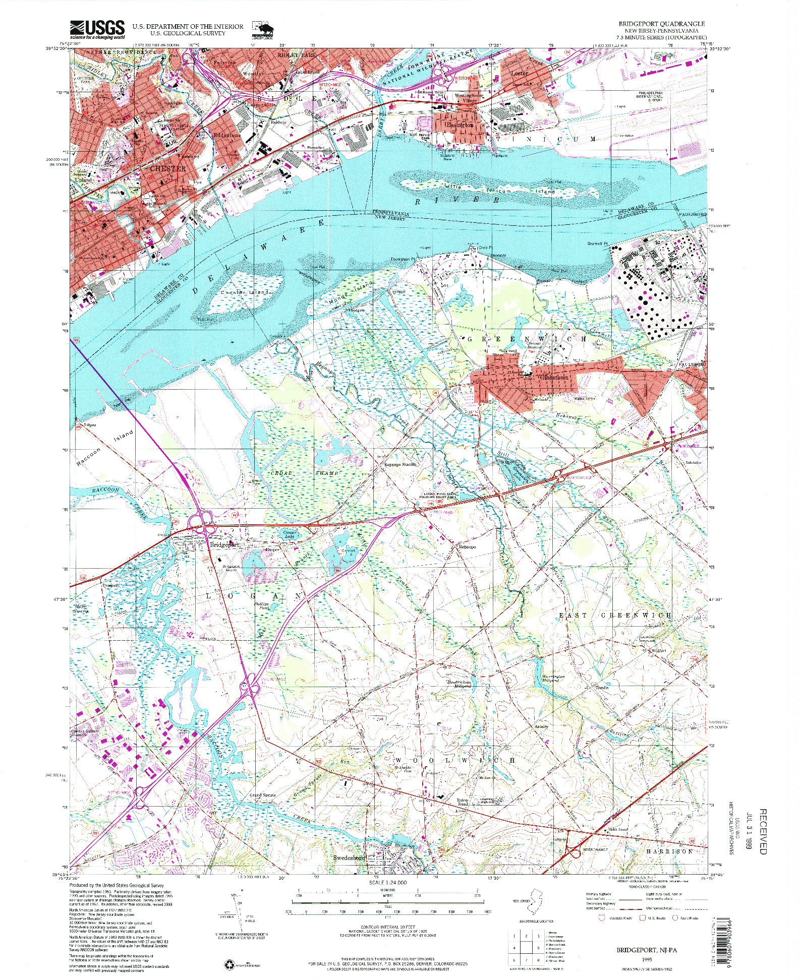 USGS 1:24000-SCALE QUADRANGLE FOR BRIDGEPORT, NJ 1995