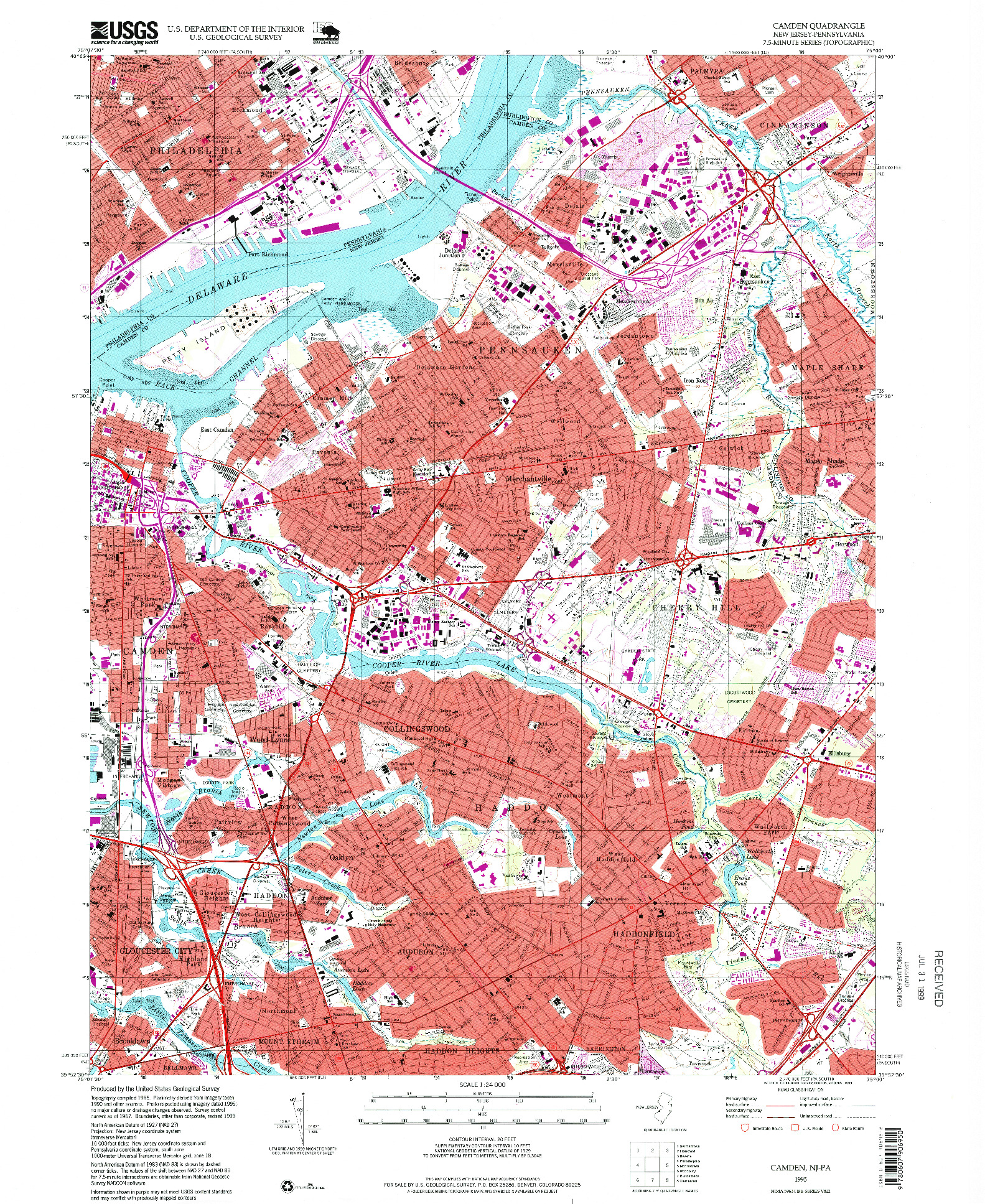 USGS 1:24000-SCALE QUADRANGLE FOR CAMDEN, NJ 1995