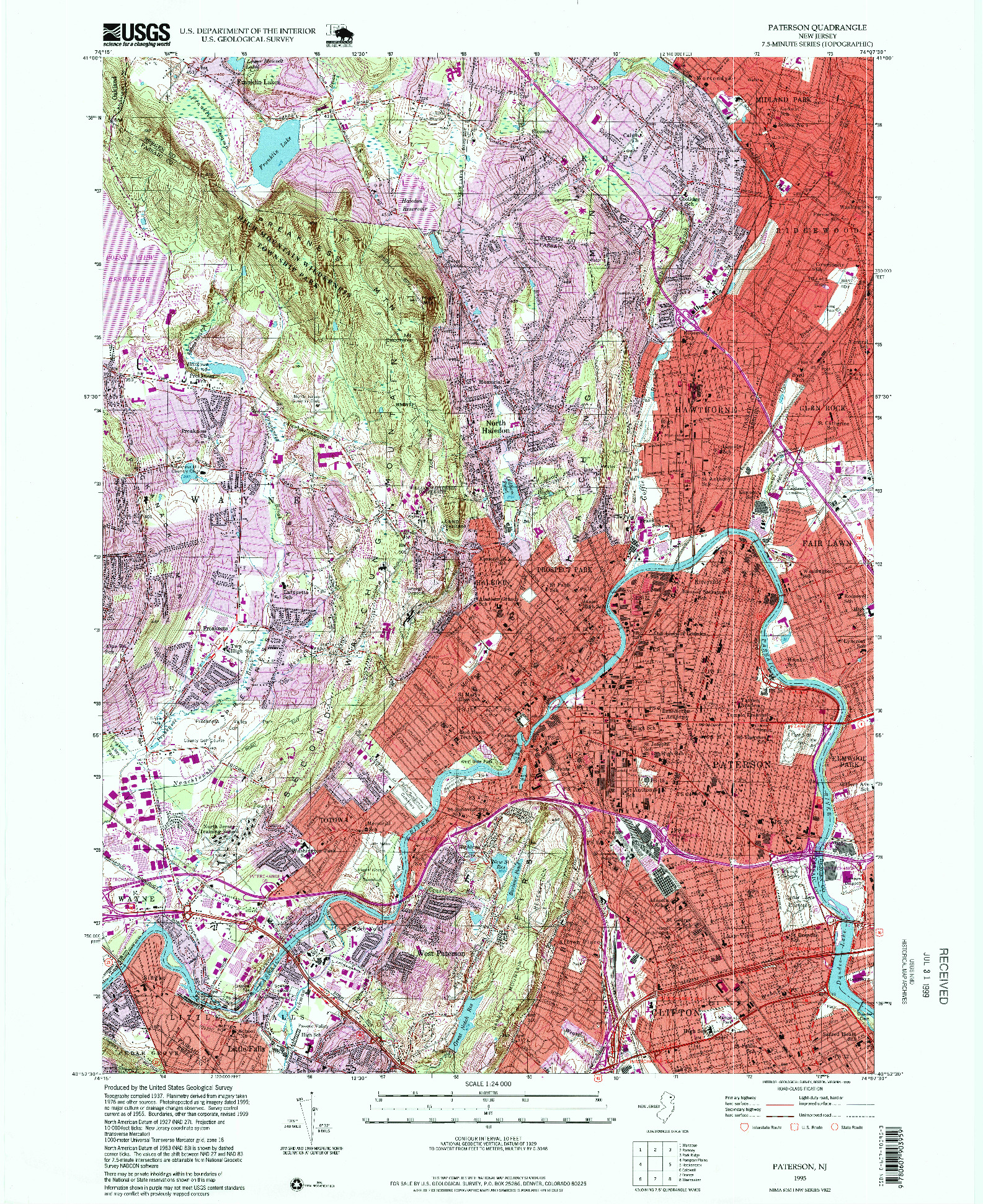 USGS 1:24000-SCALE QUADRANGLE FOR PATERSON, NJ 1995