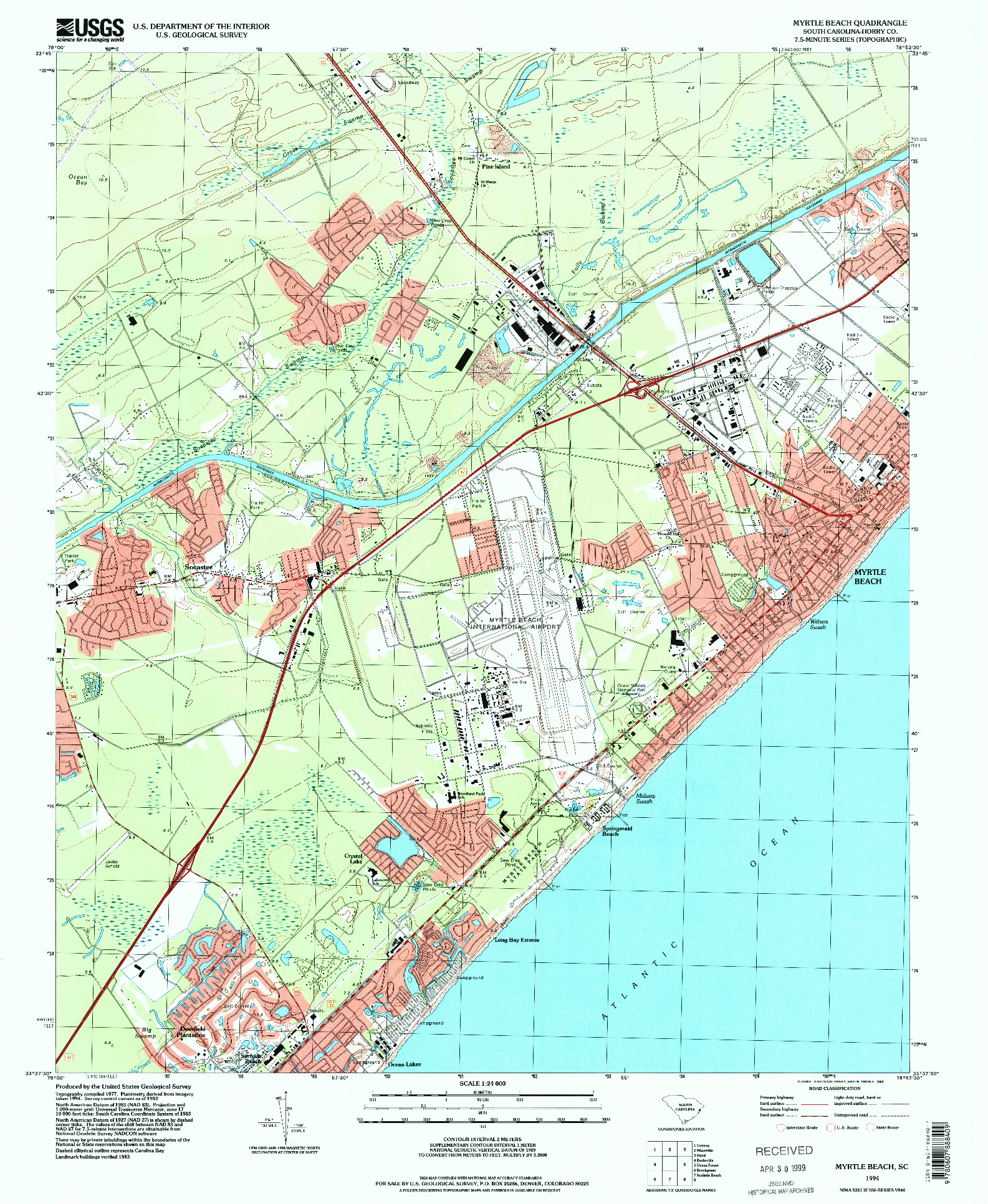 USGS 1:24000-SCALE QUADRANGLE FOR MYRTLE BEACH, SC 1994