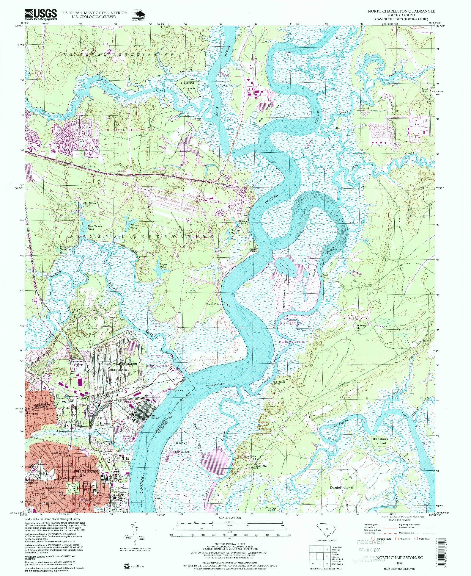 USGS 1:24000-SCALE QUADRANGLE FOR NORTH CHARLESTON, SC 1998
