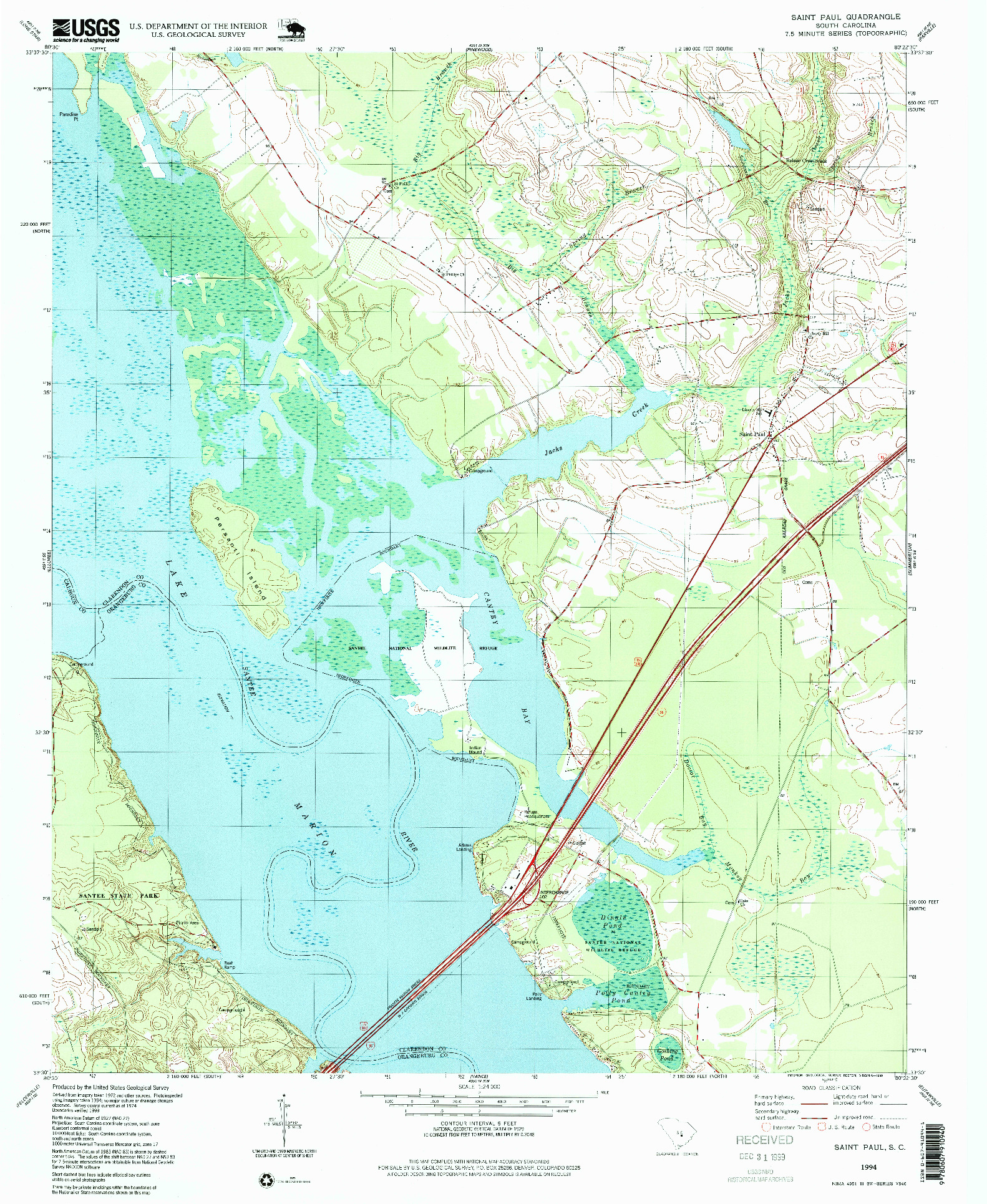 USGS 1:24000-SCALE QUADRANGLE FOR SAINT PAUL, SC 1994