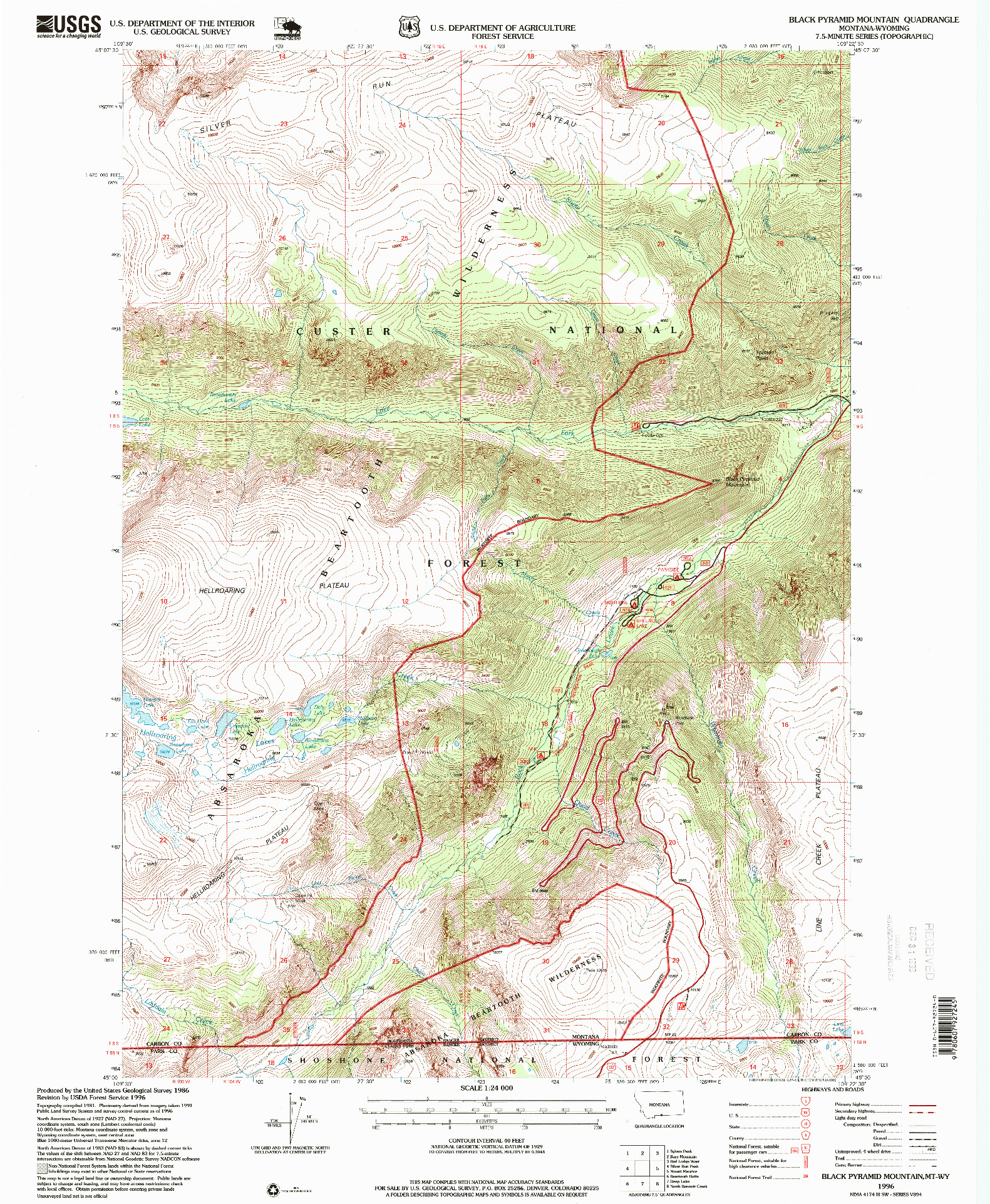 USGS 1:24000-SCALE QUADRANGLE FOR BLACK PYRAMID MOUNTAIN, MT 1996
