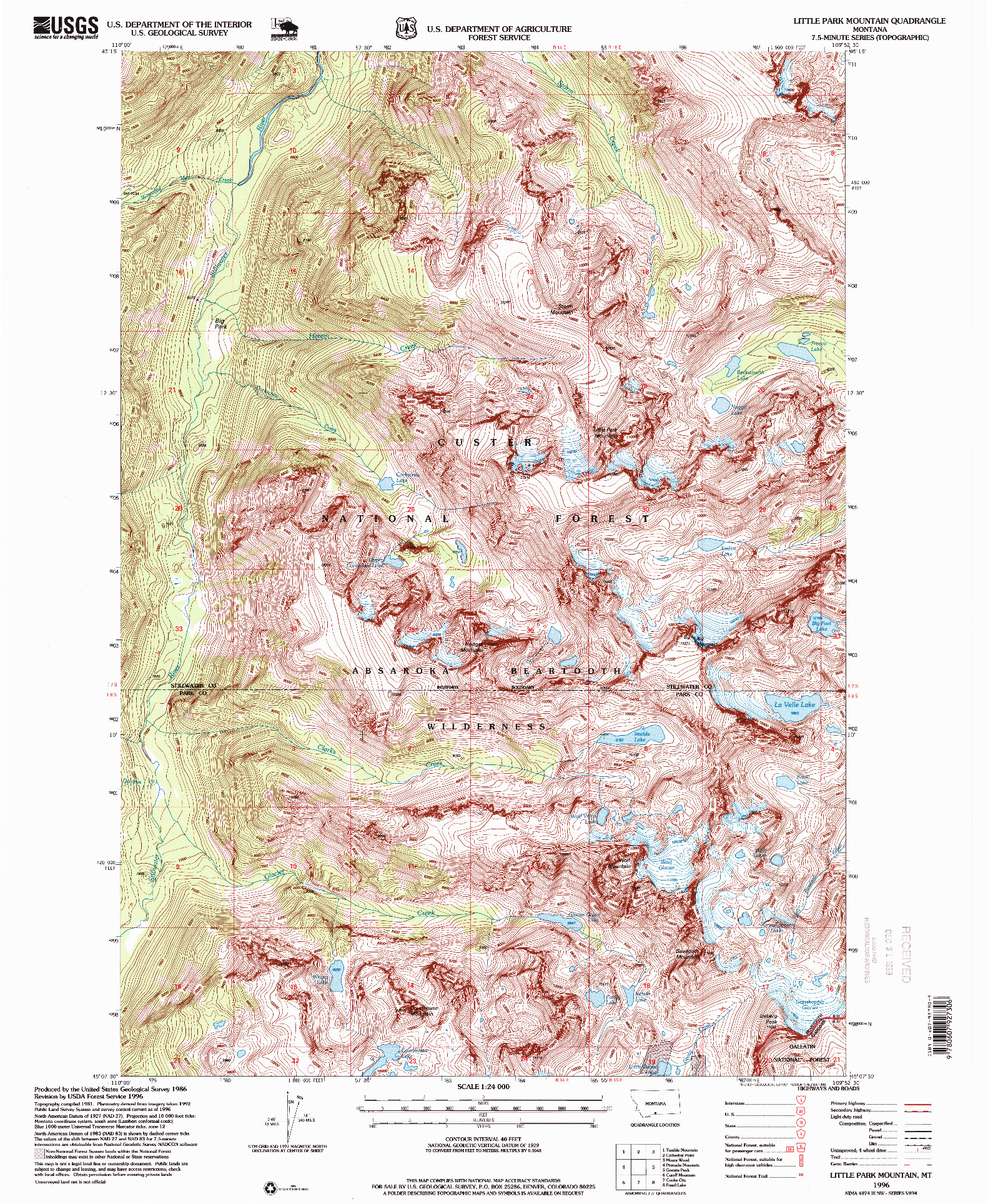 USGS 1:24000-SCALE QUADRANGLE FOR LITTLE PARK MOUNTAIN, MT 1996