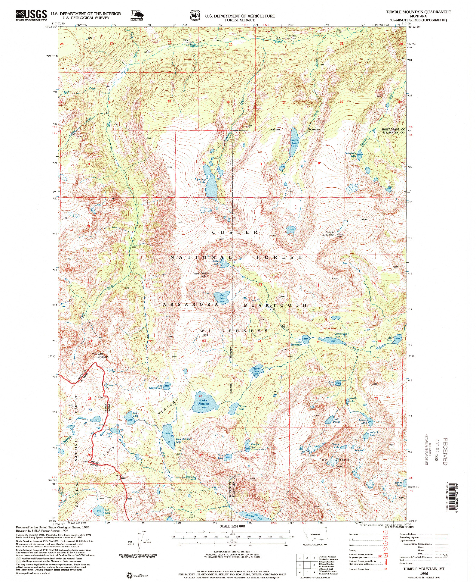 USGS 1:24000-SCALE QUADRANGLE FOR TUMBLE MOUNTAIN, MT 1996