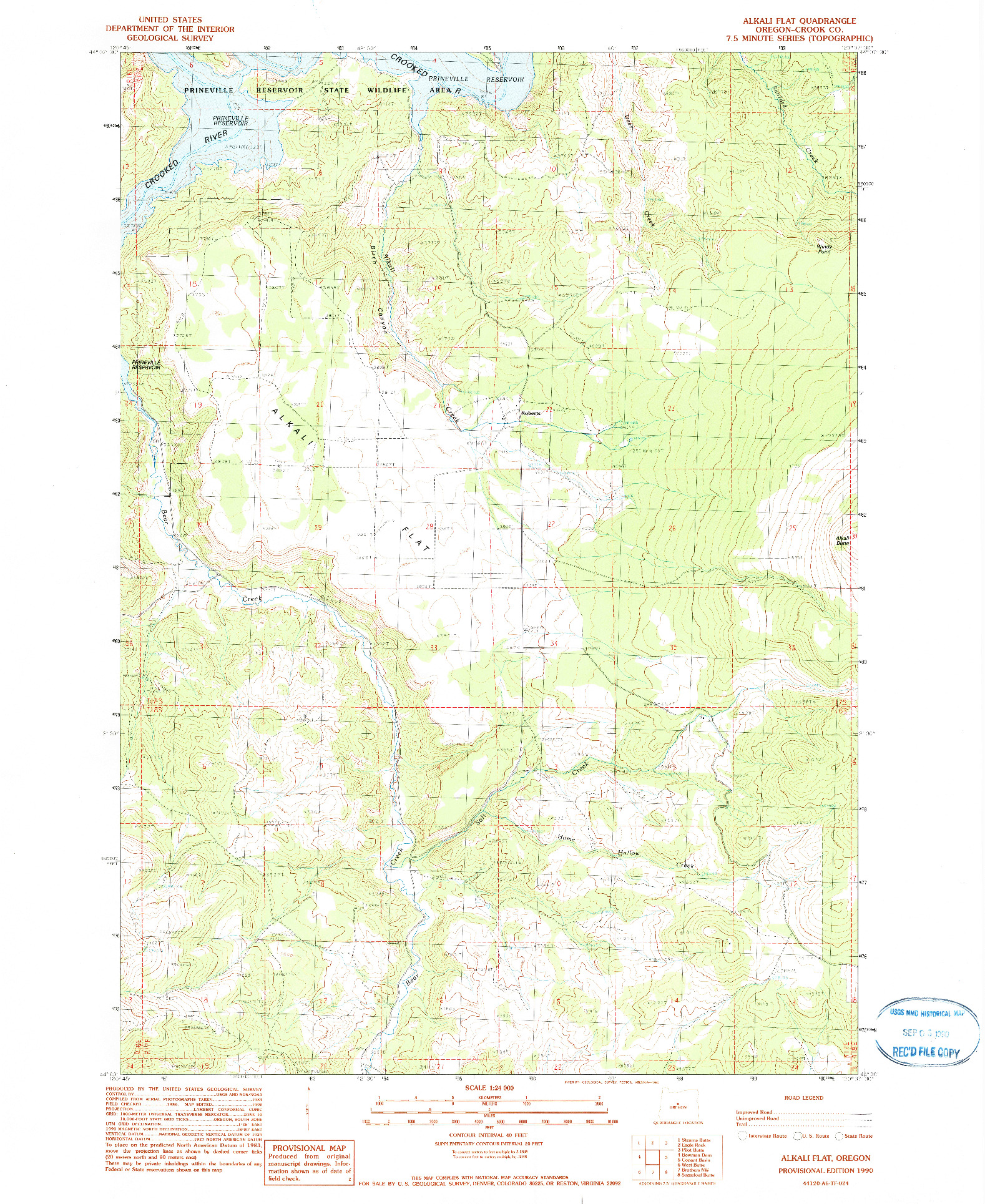 USGS 1:24000-SCALE QUADRANGLE FOR ALKALI FLAT, OR 1990