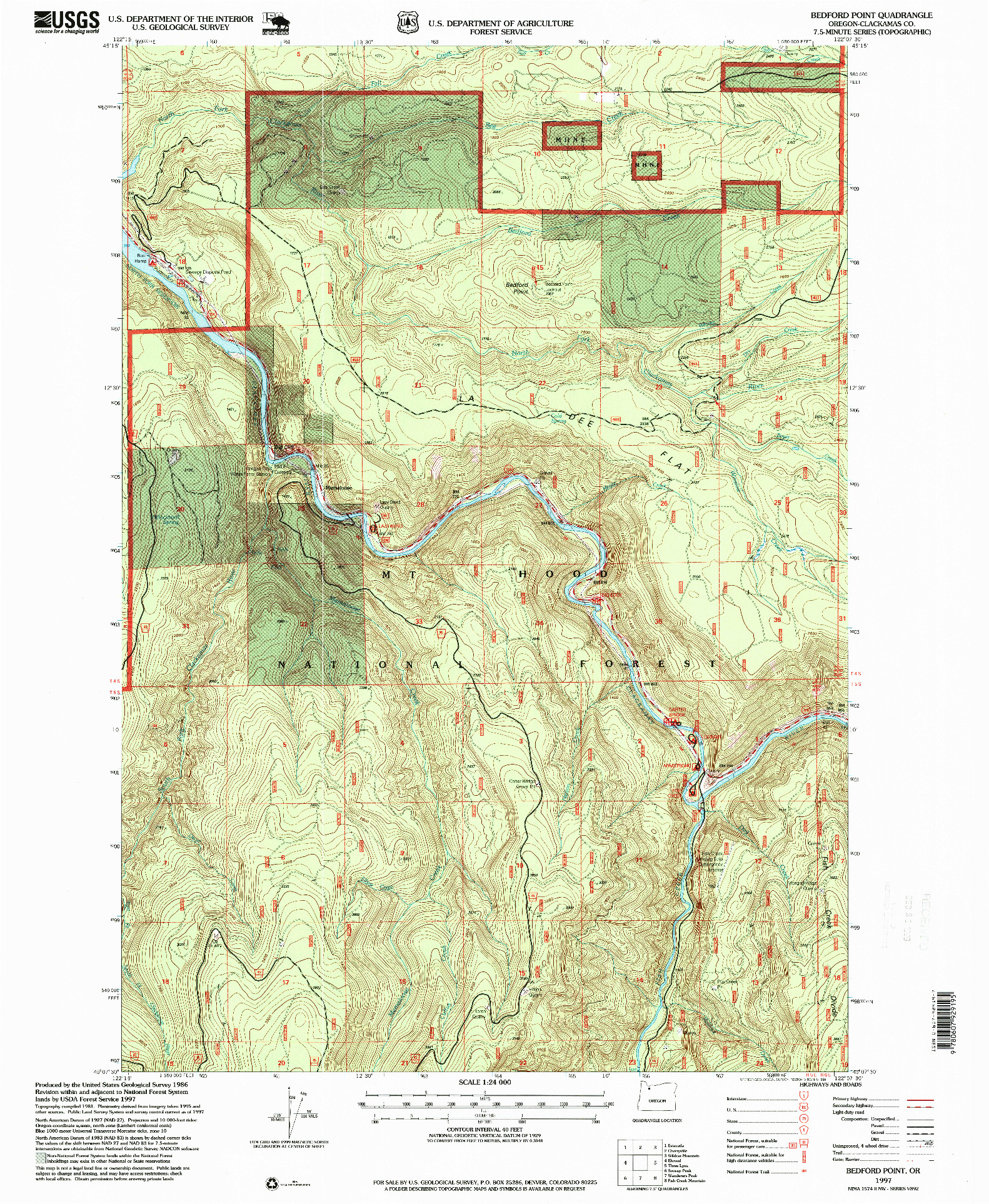 USGS 1:24000-SCALE QUADRANGLE FOR BEDFORD POINT, OR 1997