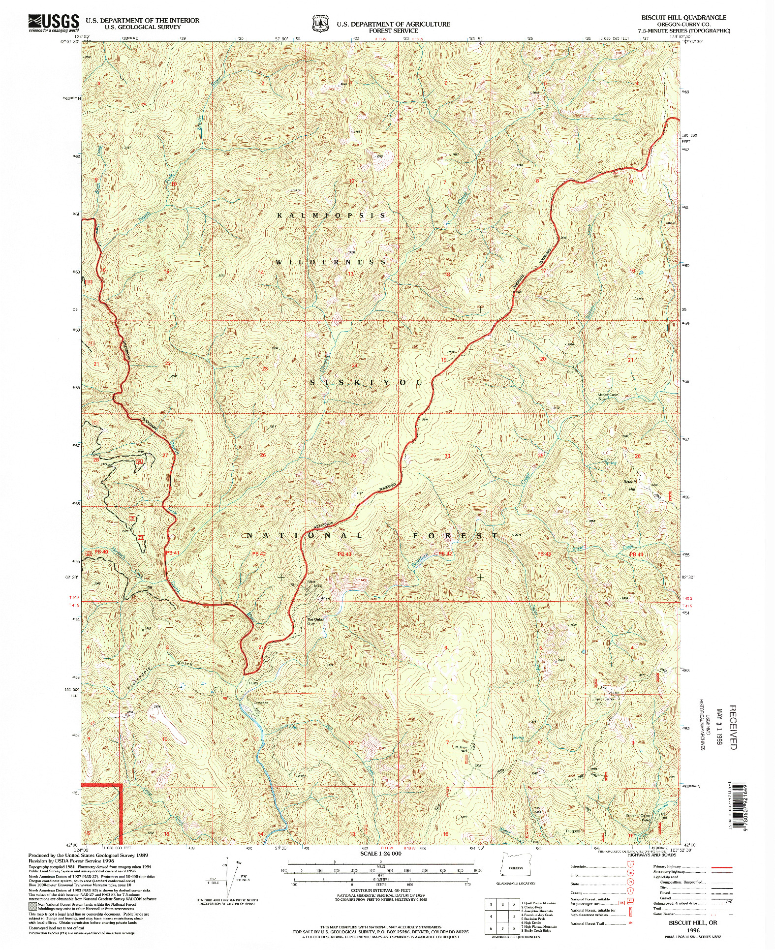 USGS 1:24000-SCALE QUADRANGLE FOR BISCUIT HILL, OR 1996