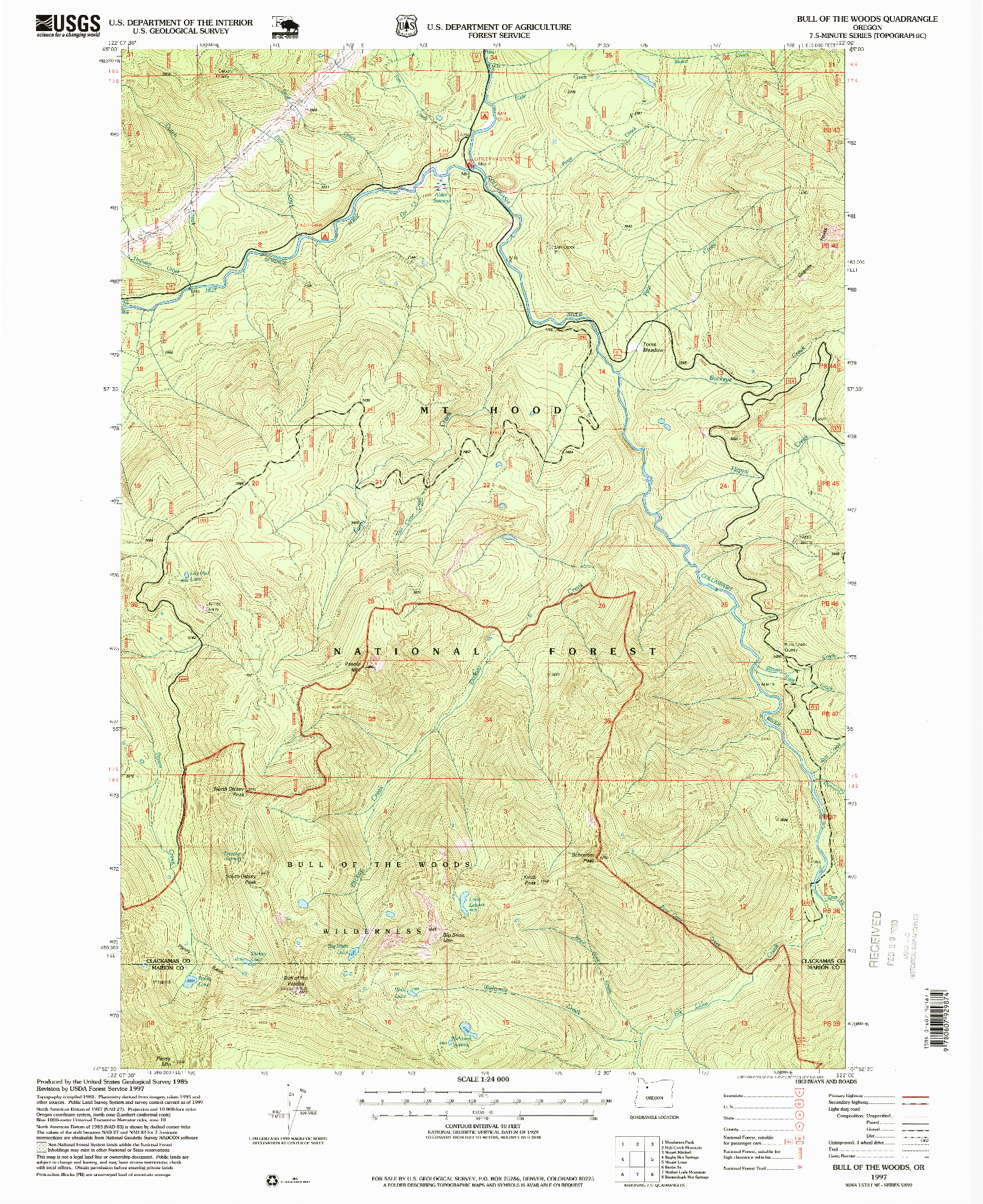 USGS 1:24000-SCALE QUADRANGLE FOR BULL OF THE WOODS, OR 1997